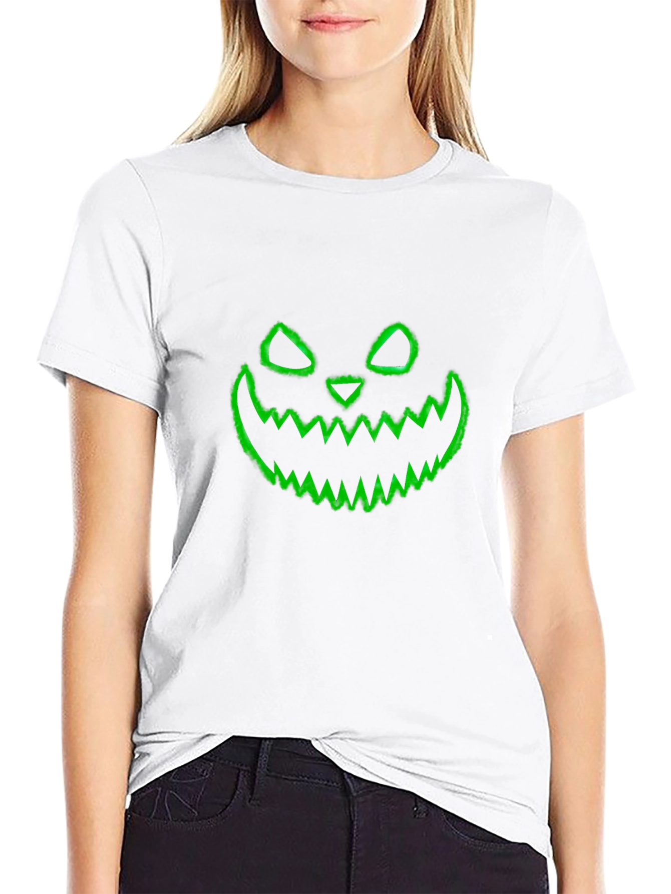 Halloween Pumpkin Face Graphic Black T-Shirt