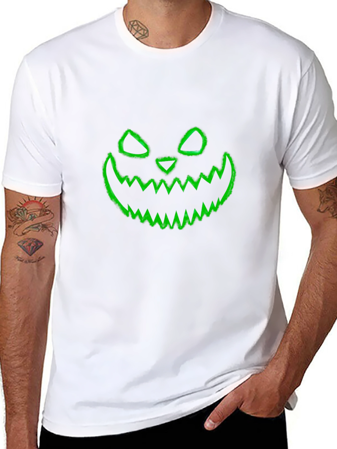 Halloween Pumpkin Face Graphic Black T-Shirt