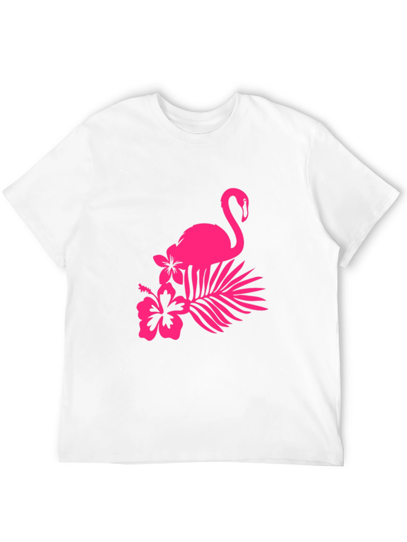 Black Tee with Pink Flamingo and Floral Design