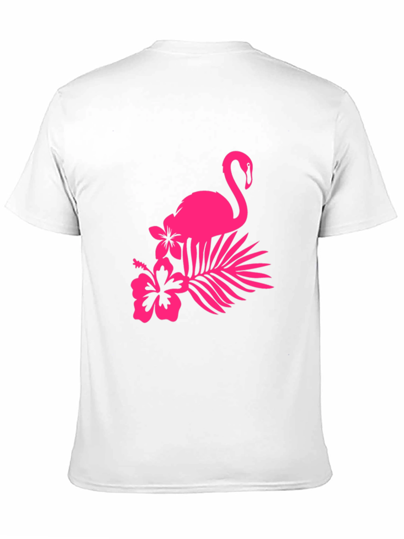 Black Tee with Pink Flamingo and Floral Design