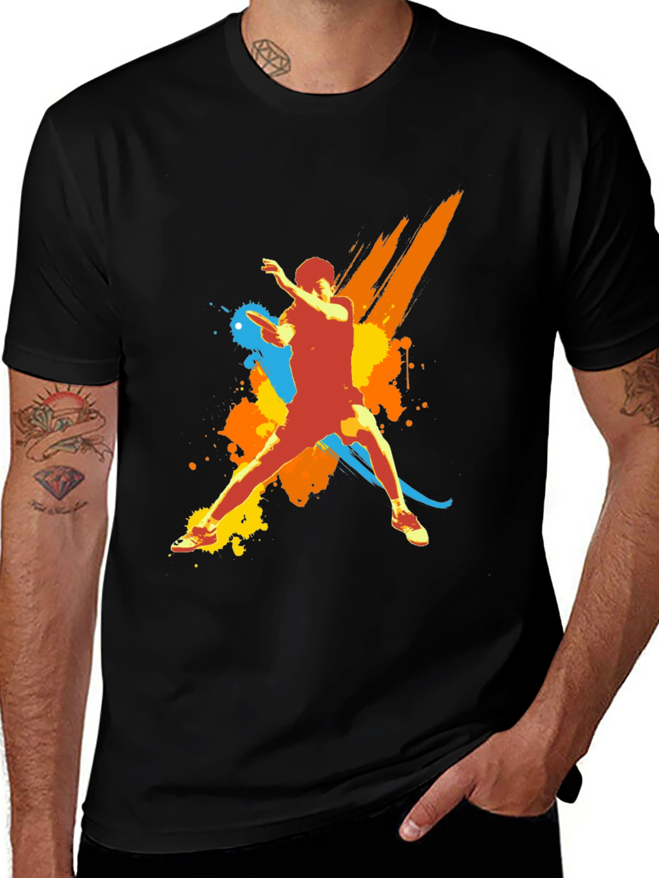 Abstract Athlete Graphic Tee - Black