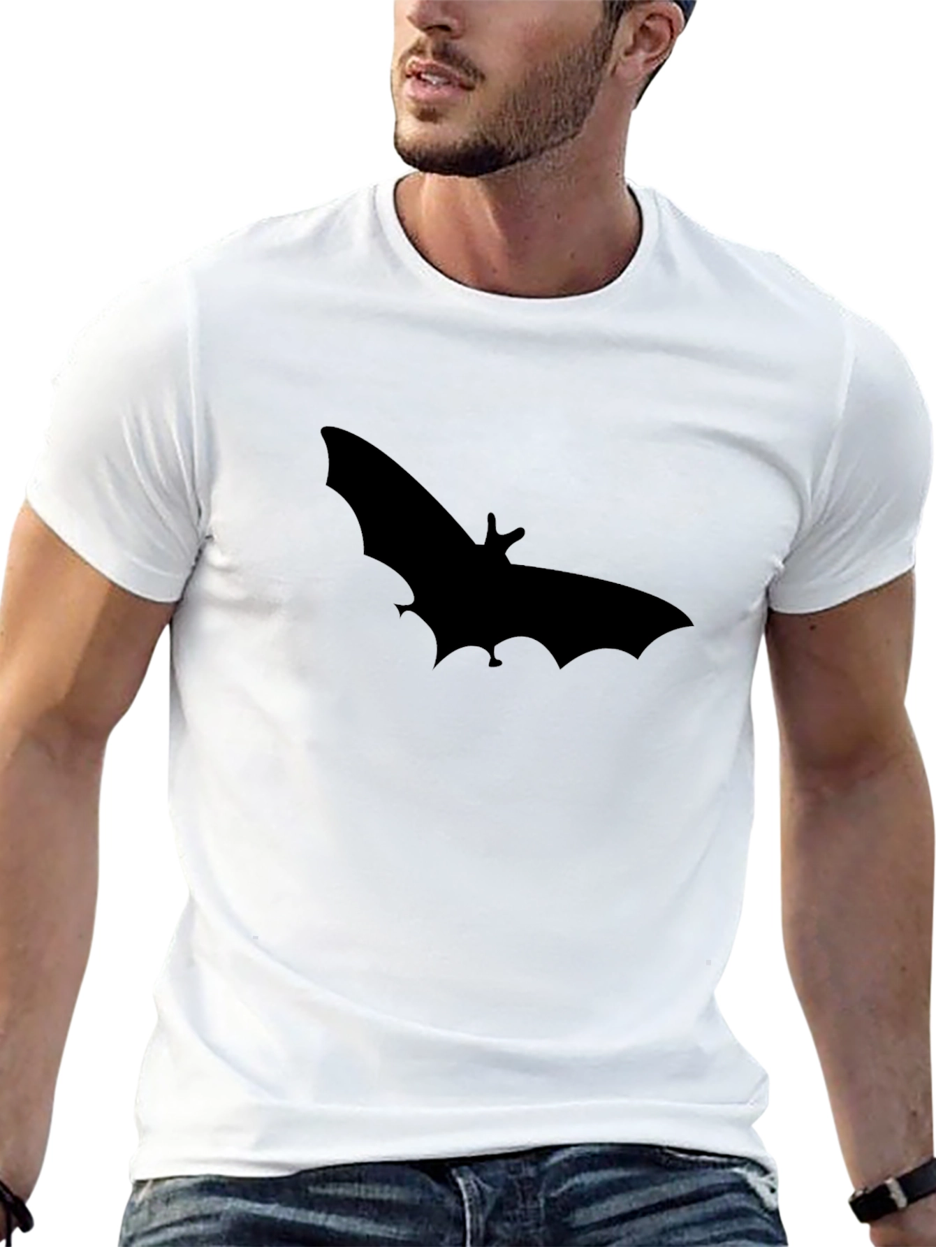 Bat Silhouette Graphic Black T-Shirt