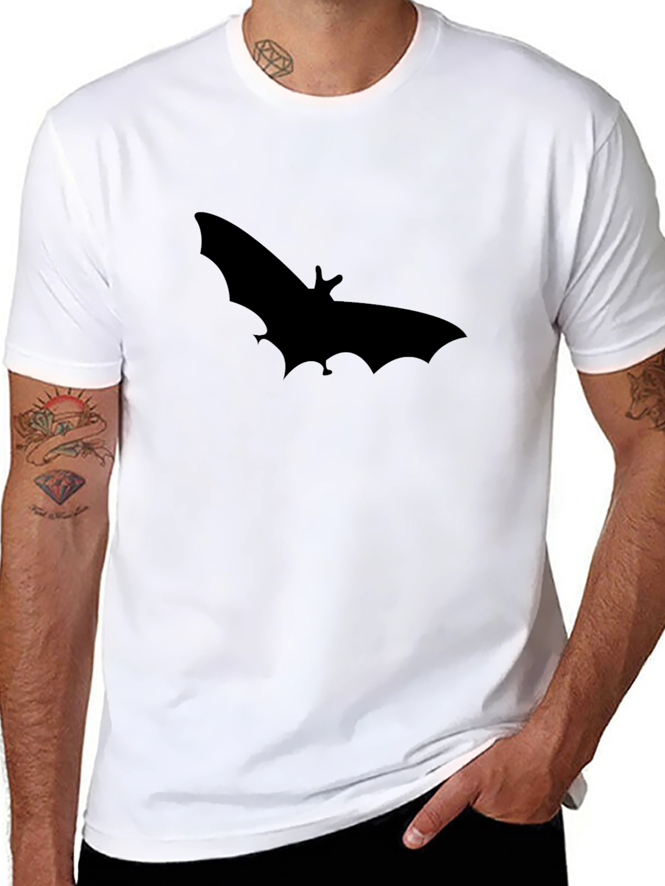 Bat Silhouette Graphic Black T-Shirt