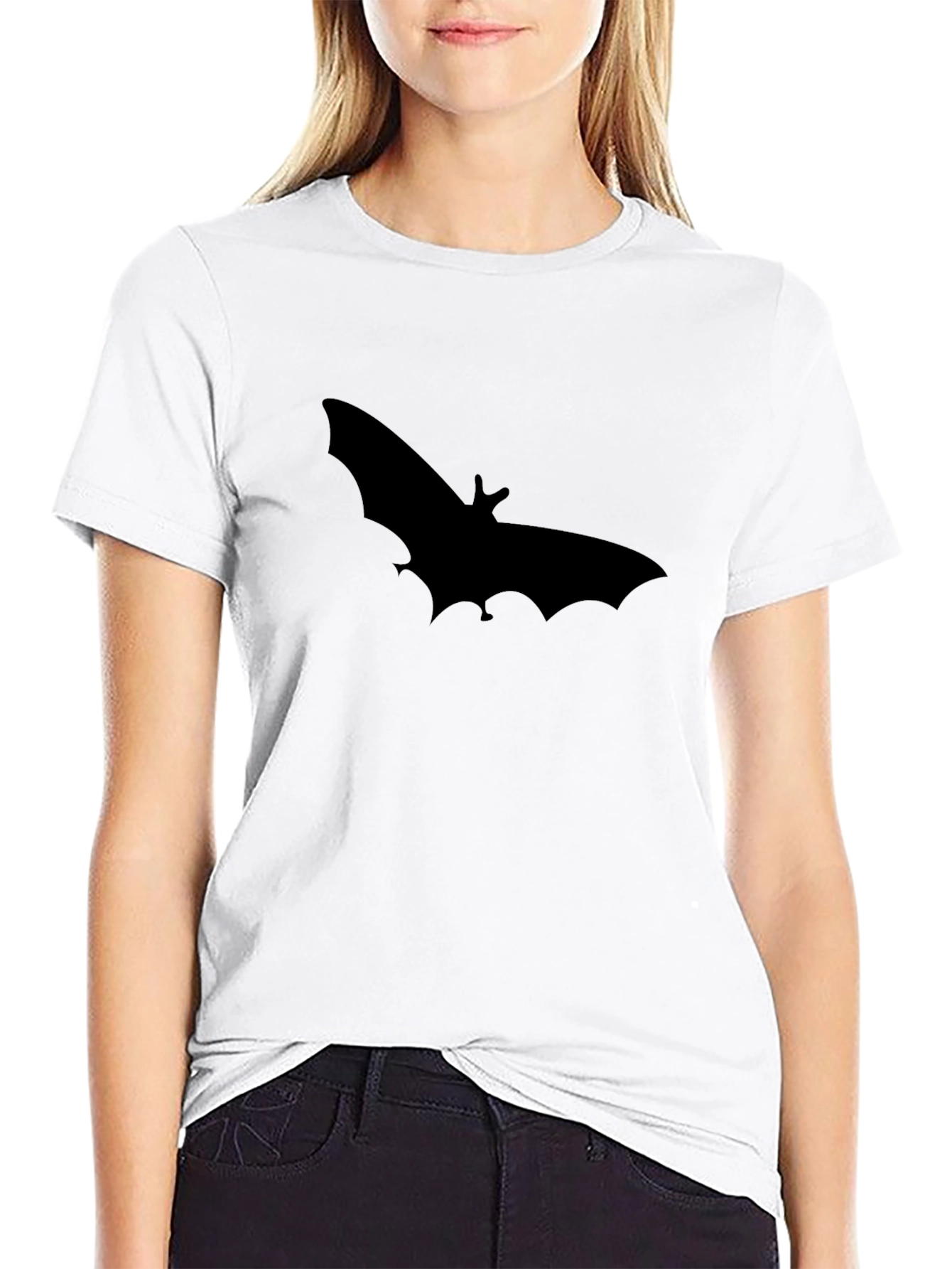 Bat Silhouette Graphic Black T-Shirt