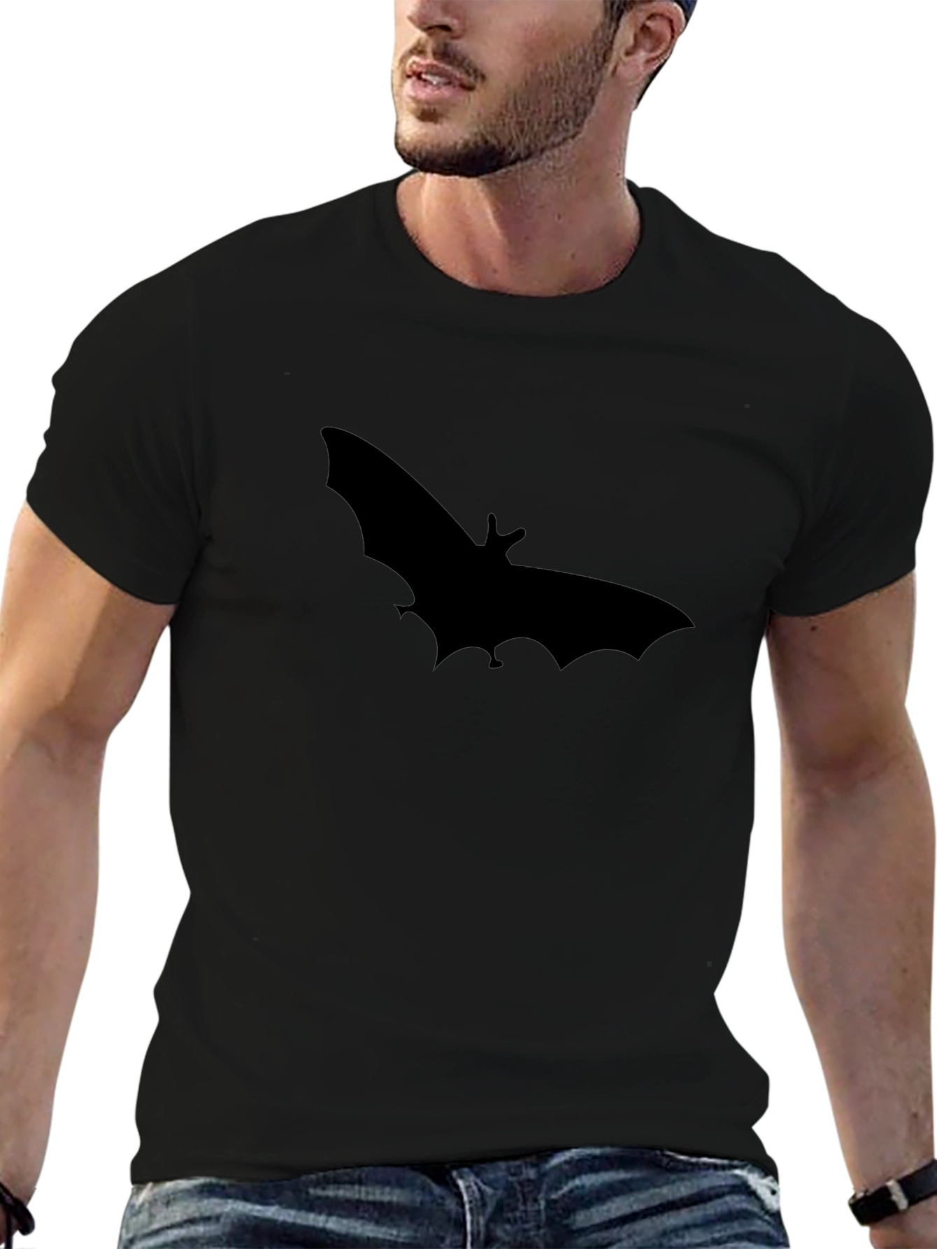 Bat Silhouette Graphic Black T-Shirt