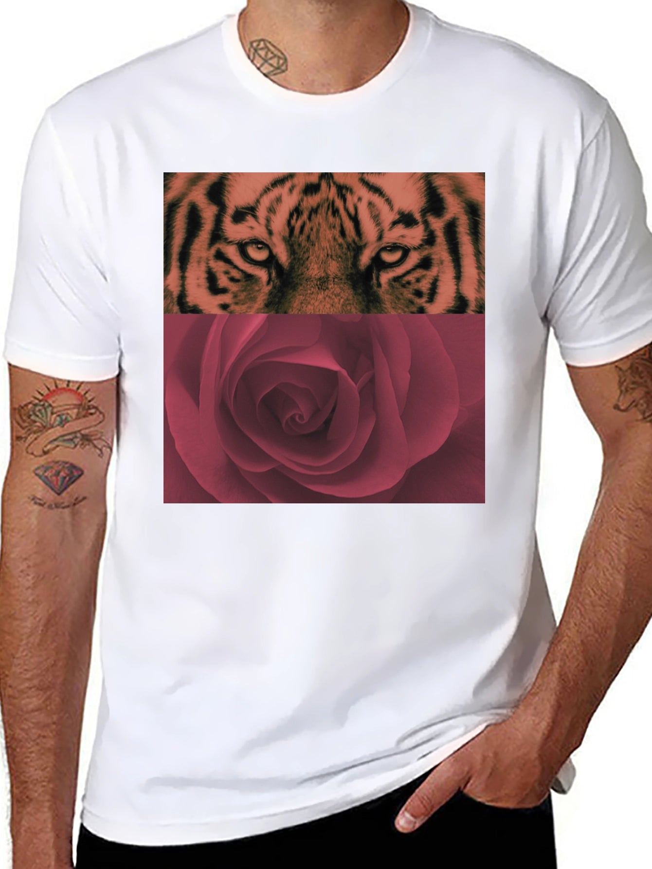 Tiger Rose Graphic Tee - Cool Black T-Shirt