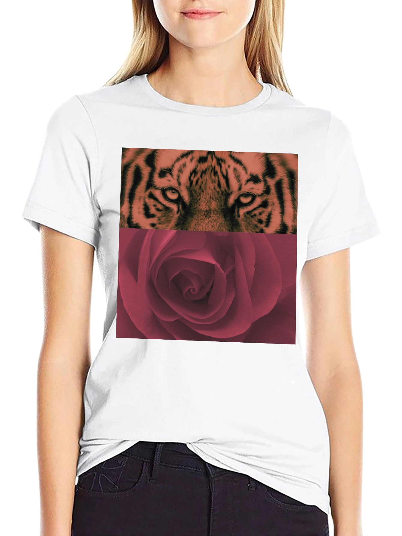Tiger Rose Graphic Tee - Cool Black T-Shirt