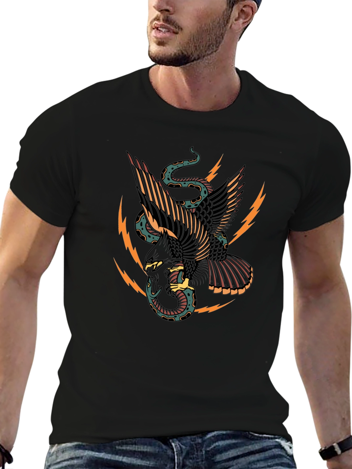 Eagle & Snake Graphic Black T-Shirt