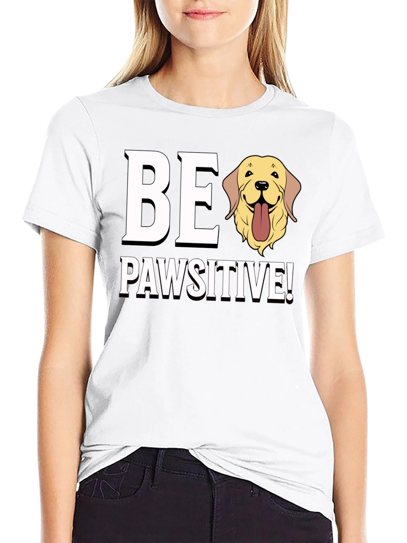 Be Pawsitive Golden Retriever Dog Graphic T-Shirt