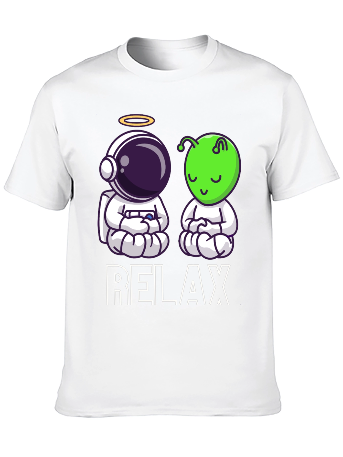 Relax Astronaut & Alien Zen Black T-Shirt