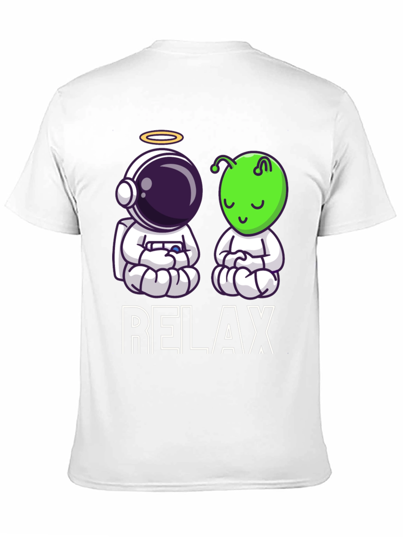 Relax Astronaut & Alien Zen Black T-Shirt