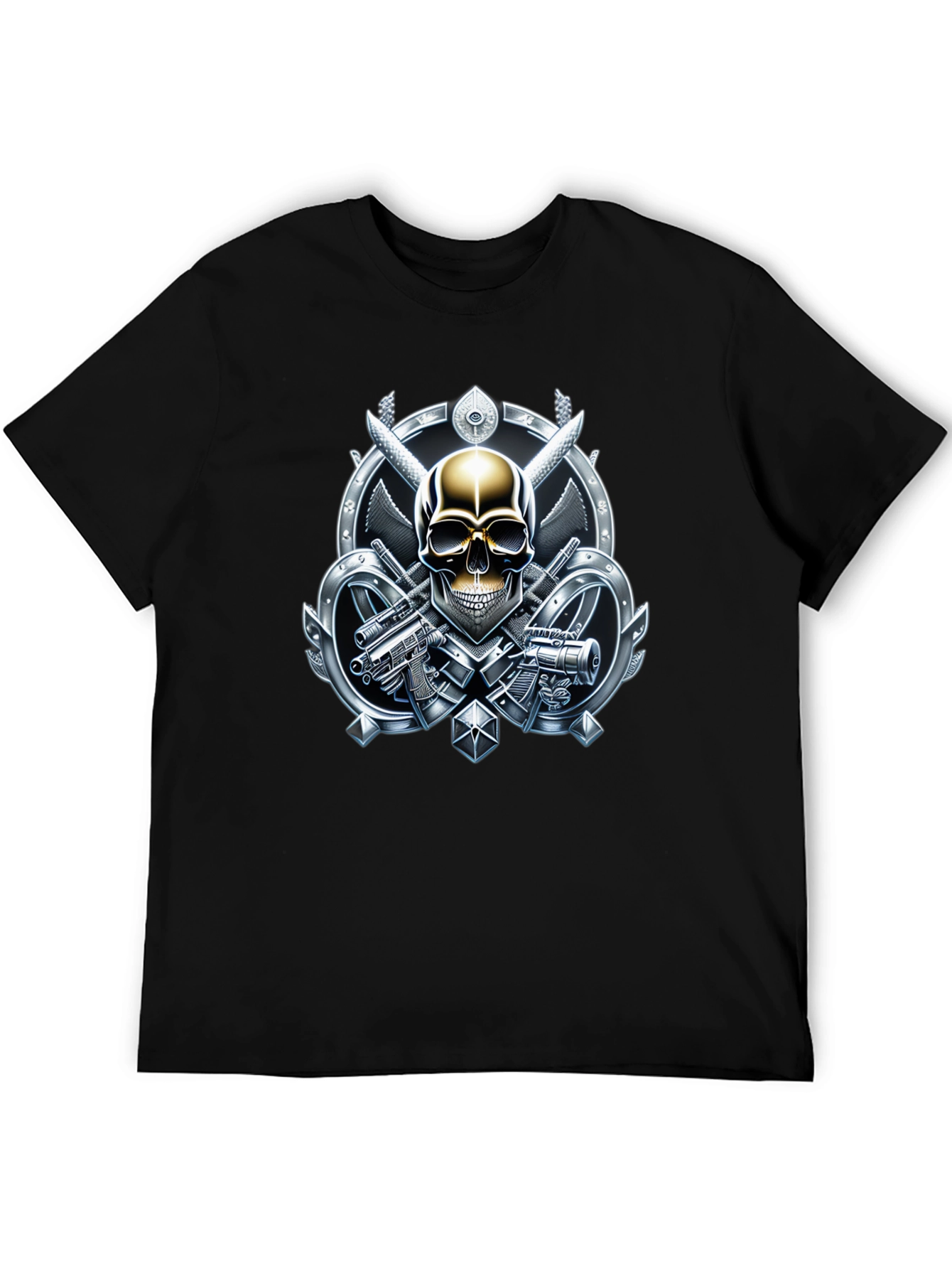 Skull & Weapons Graphic Tee - Edgy Style