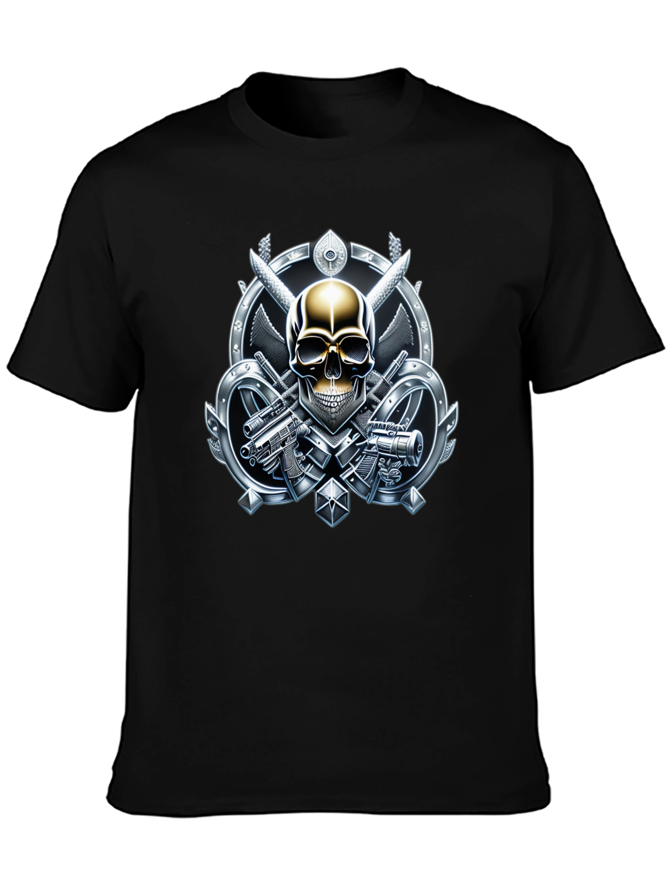 Skull & Weapons Graphic Tee - Edgy Style