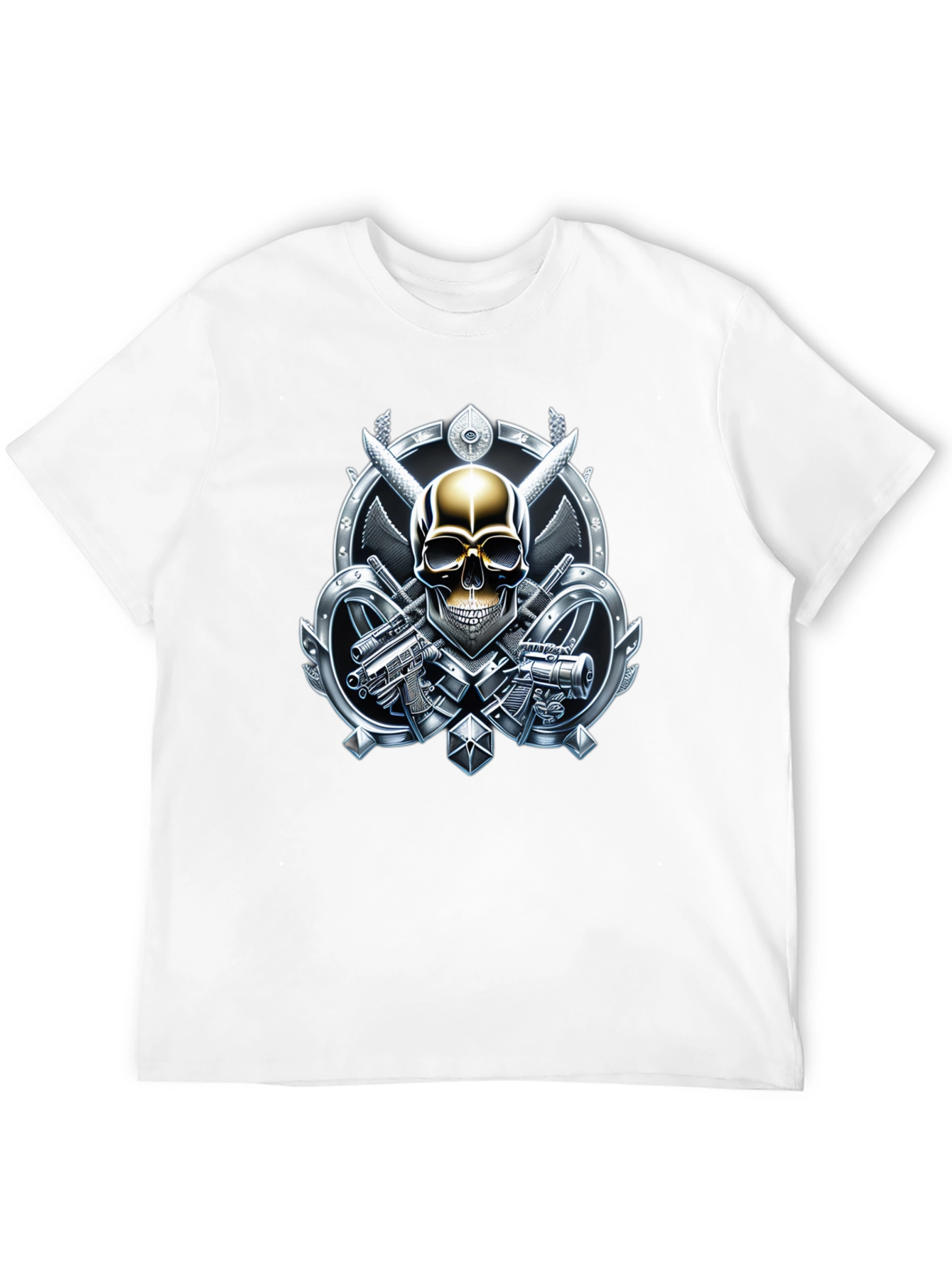 Skull & Weapons Graphic Tee - Edgy Style