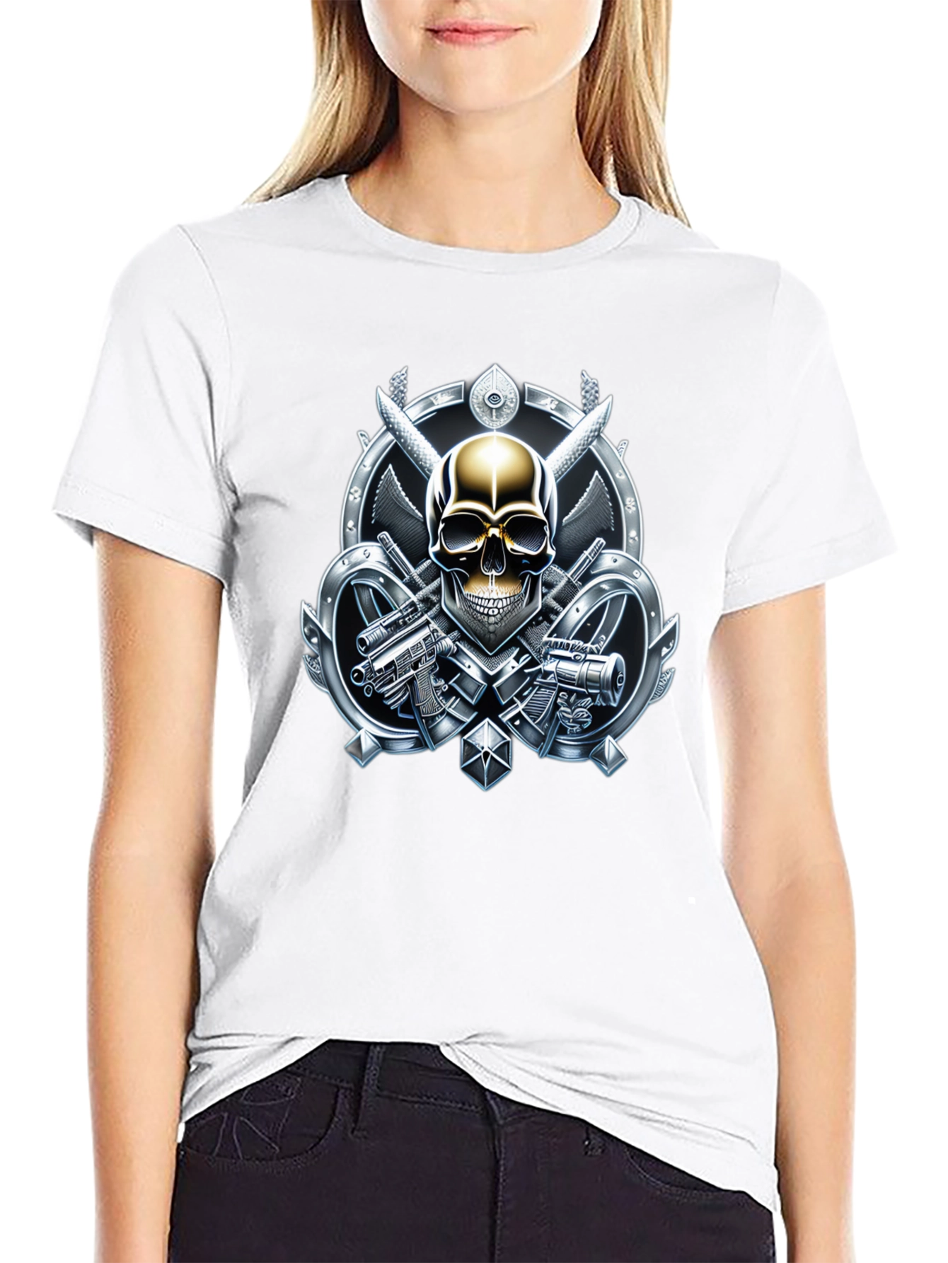 Skull & Weapons Graphic Tee - Edgy Style