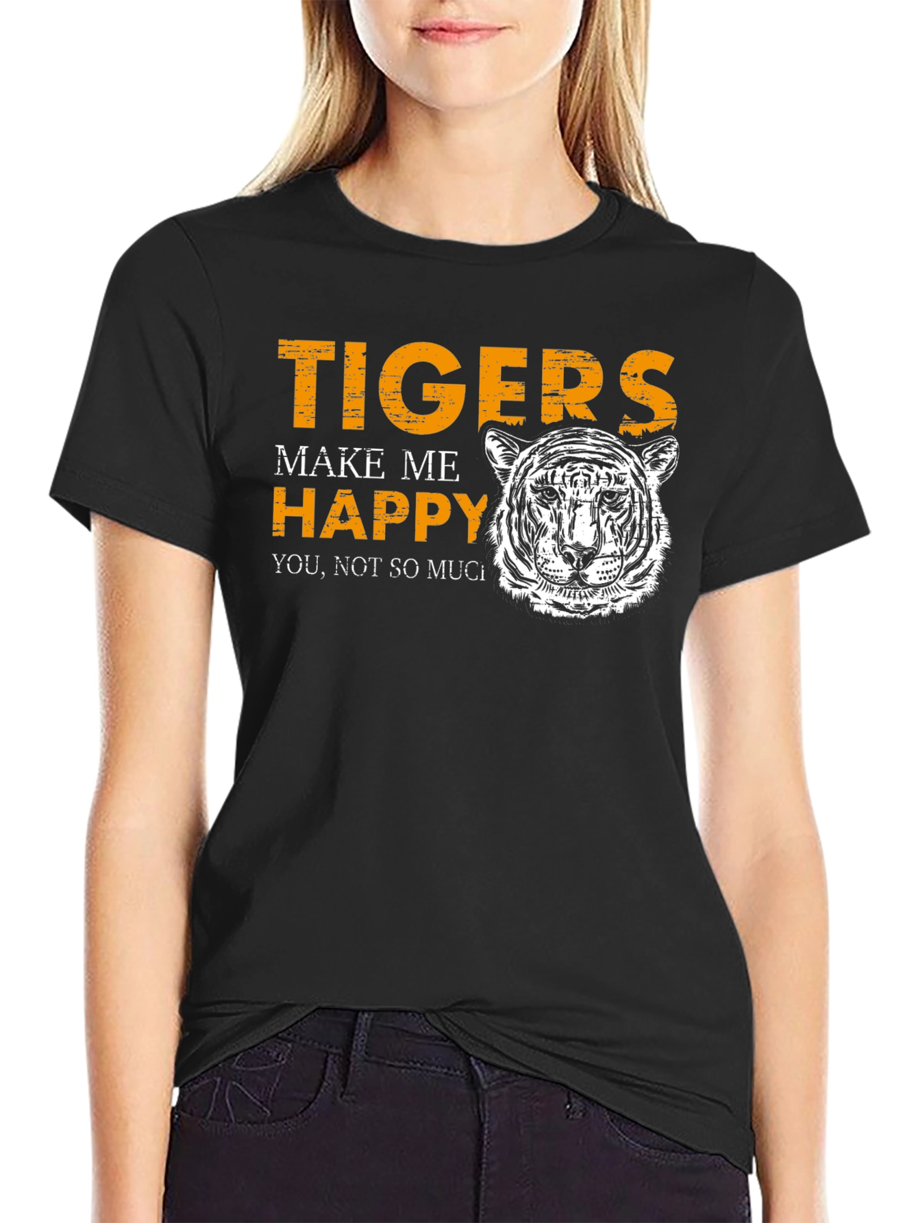 Tigers Make Me Happy Black Graphic Tee
