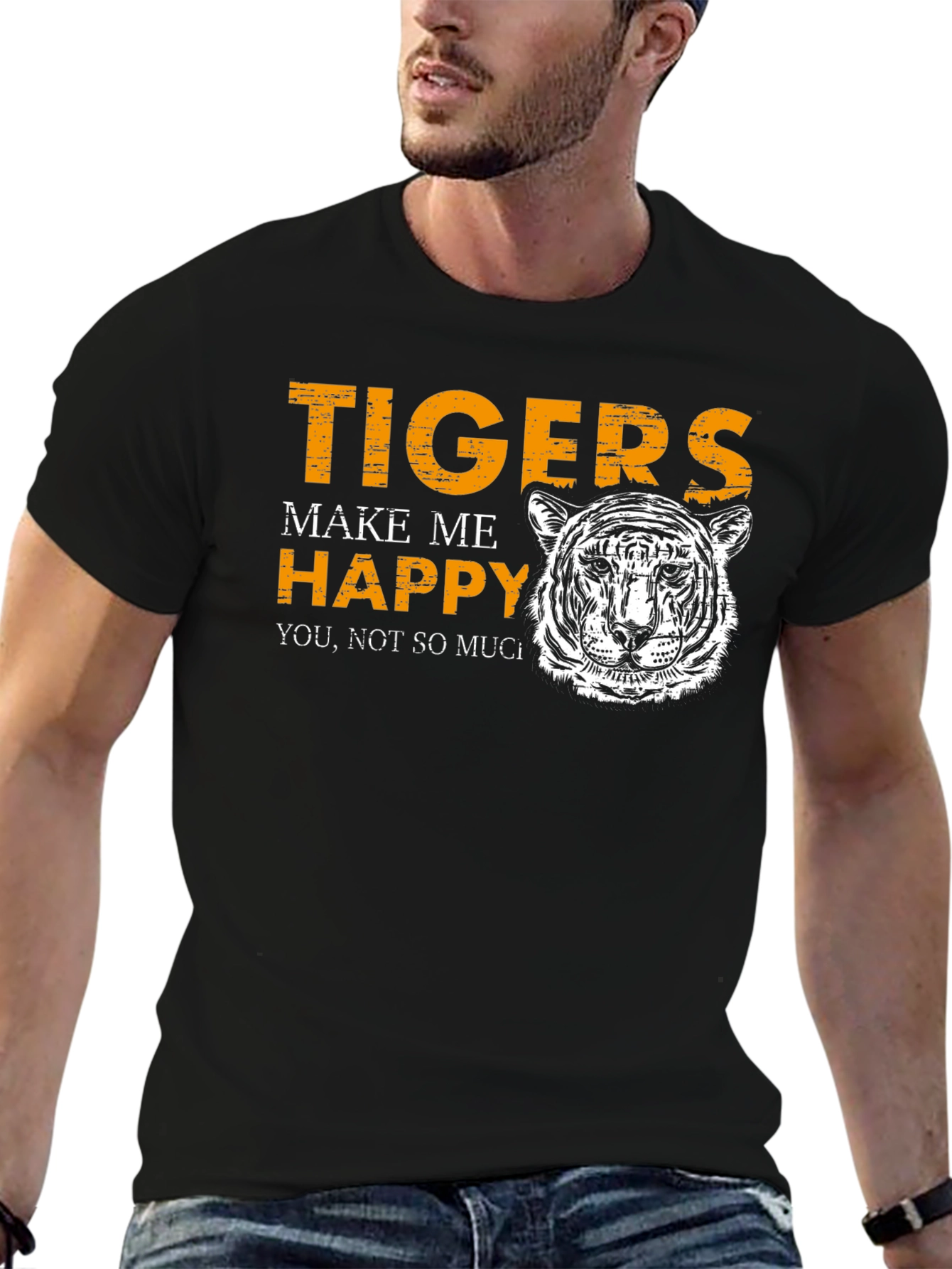 Tigers Make Me Happy Black Graphic Tee