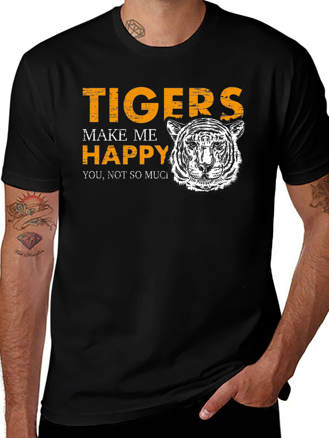 Tigers Make Me Happy Black Graphic Tee