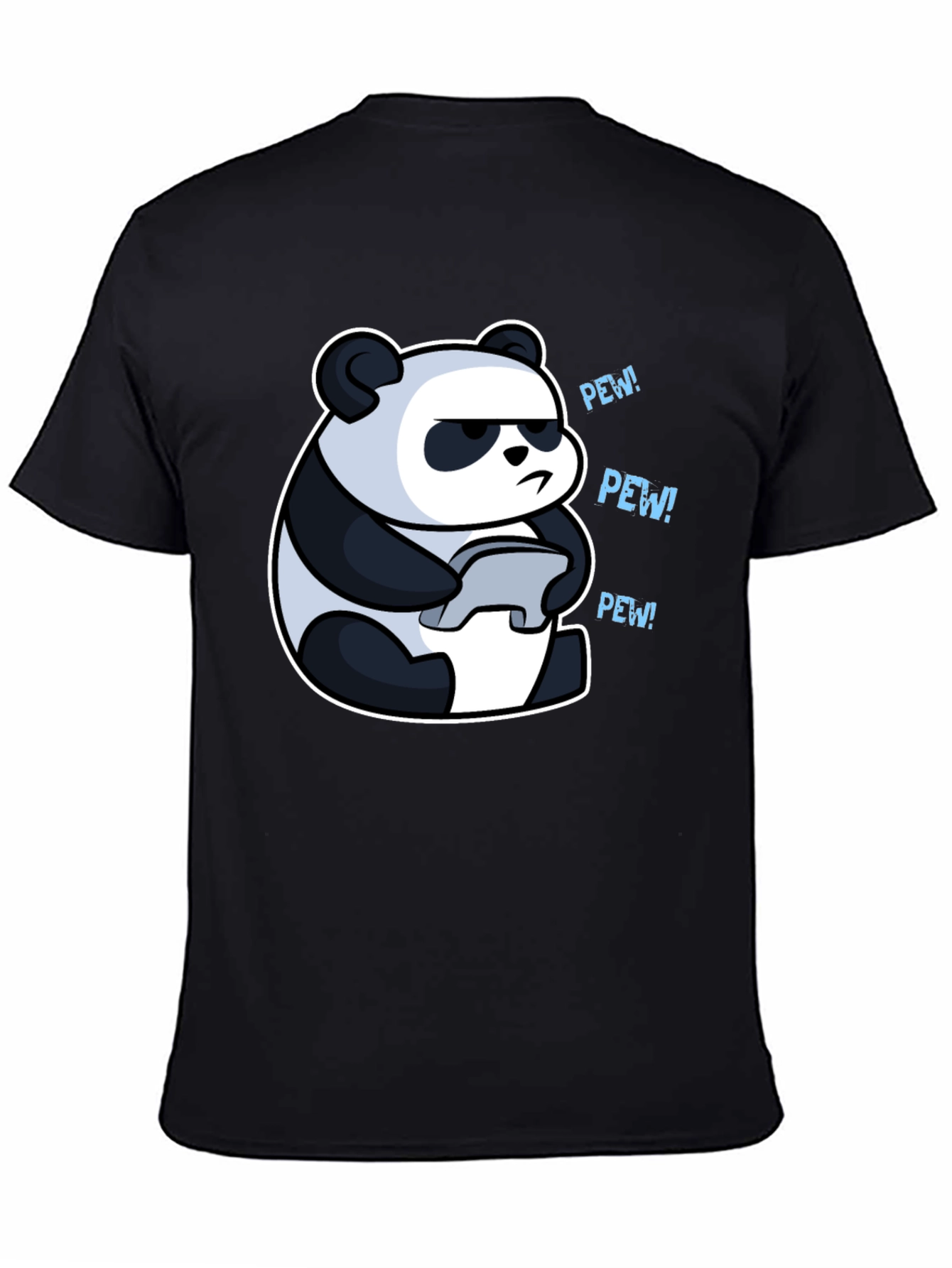Panda Gamer Black T-Shirt - Pew Pew!