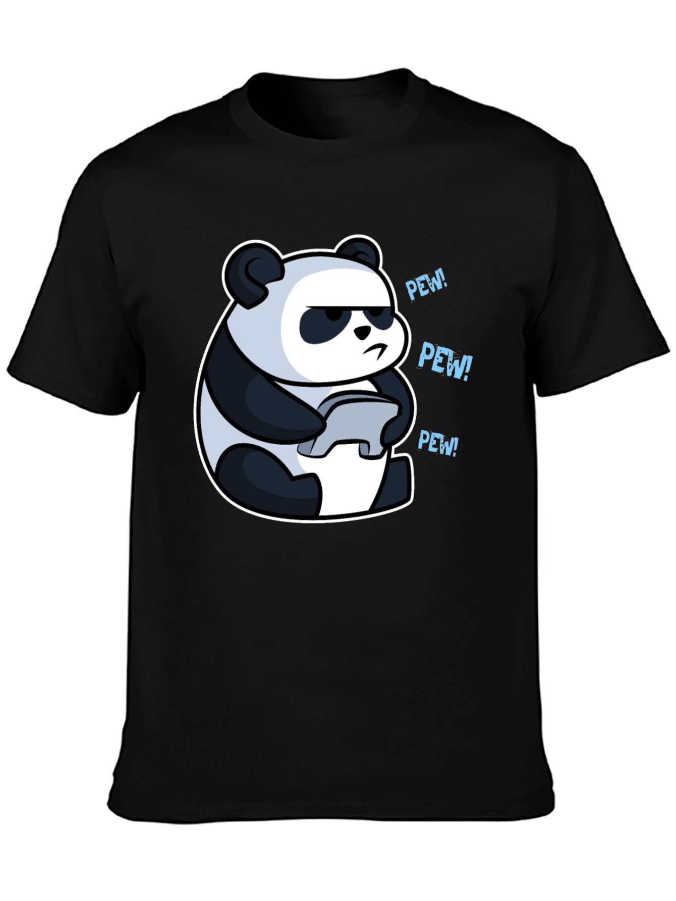 Panda Gamer Black T-Shirt - Pew Pew!