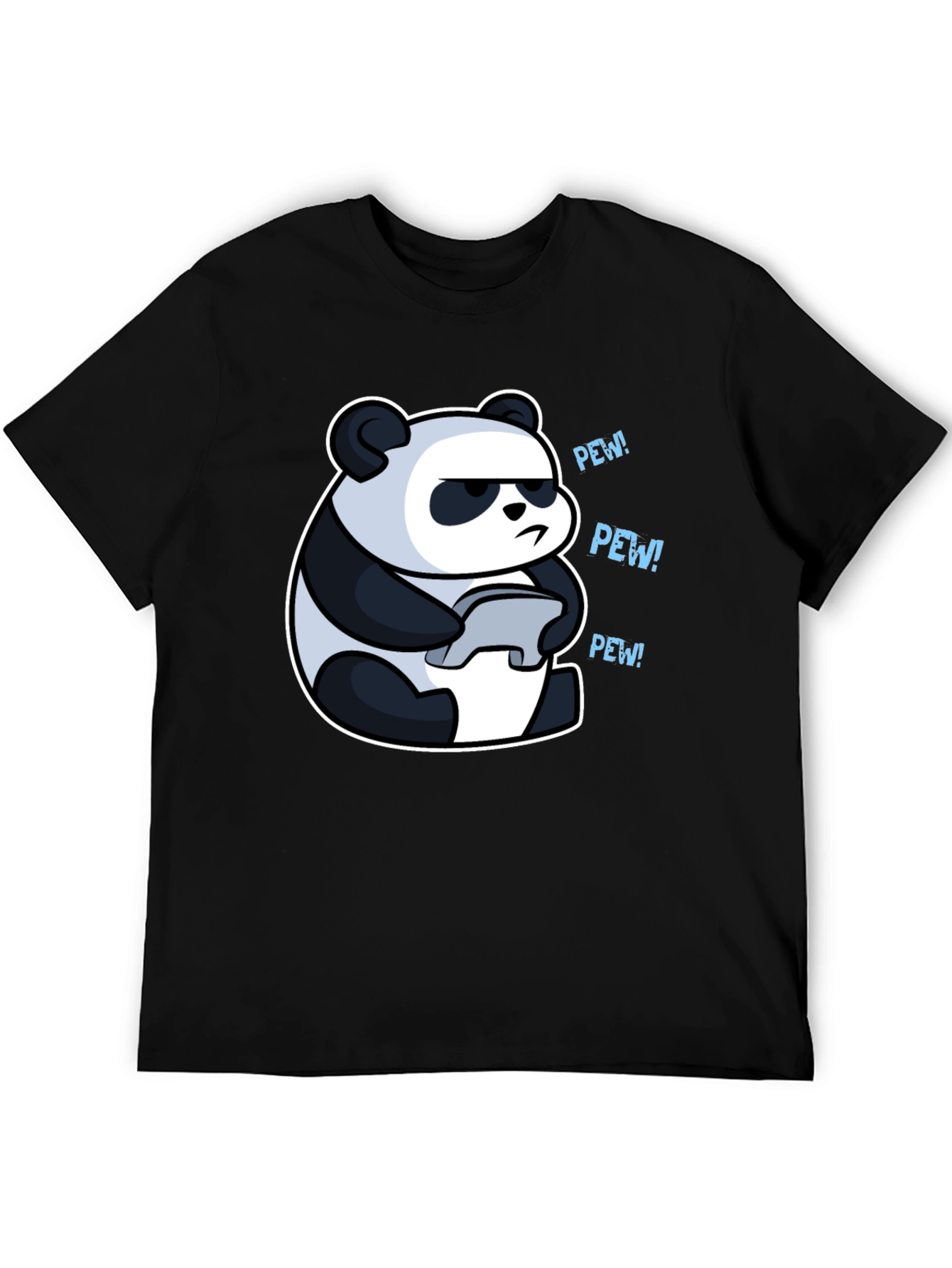 Panda Gamer Black T-Shirt - Pew Pew!