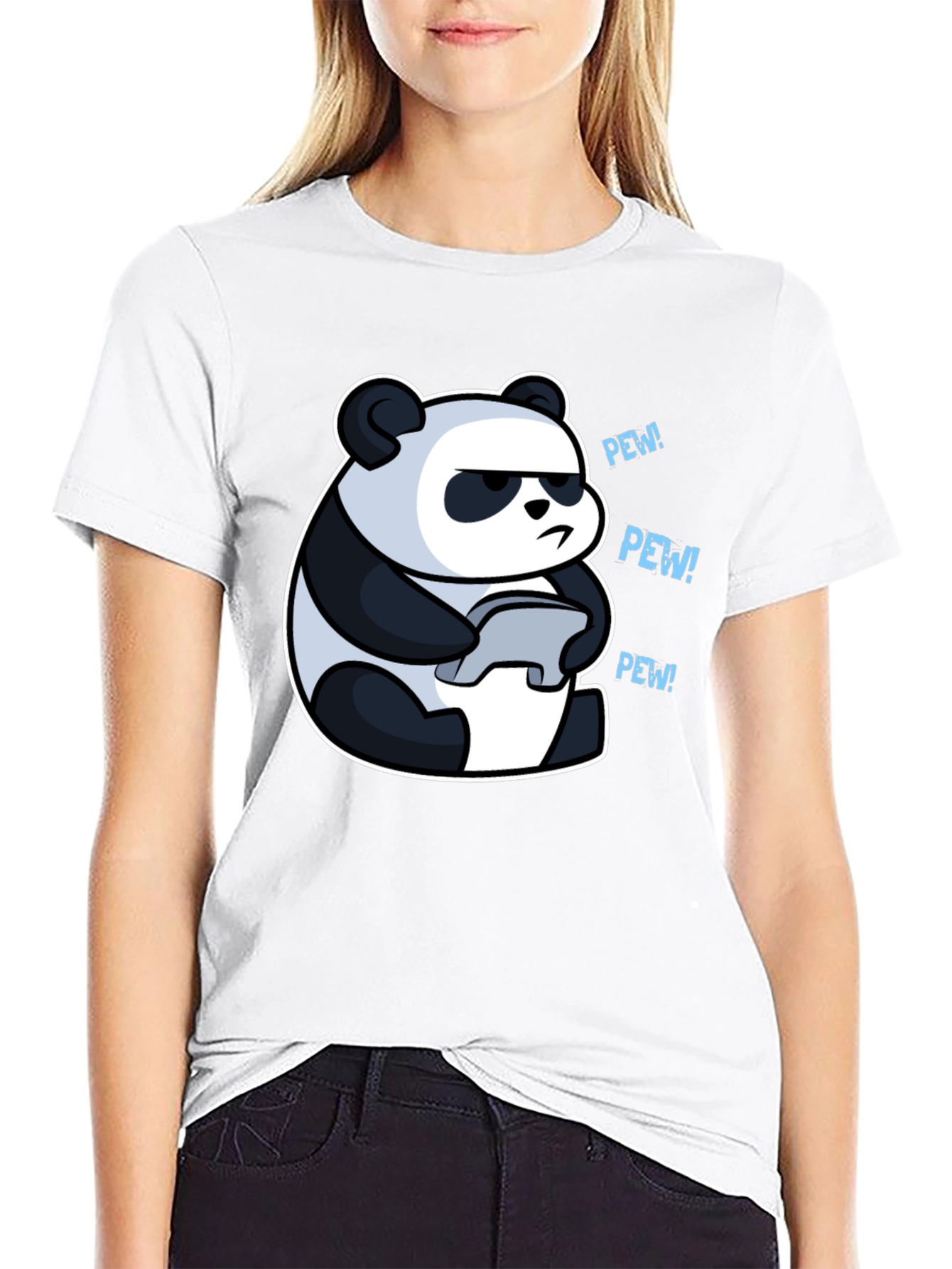 Panda Gamer Black T-Shirt - Pew Pew!
