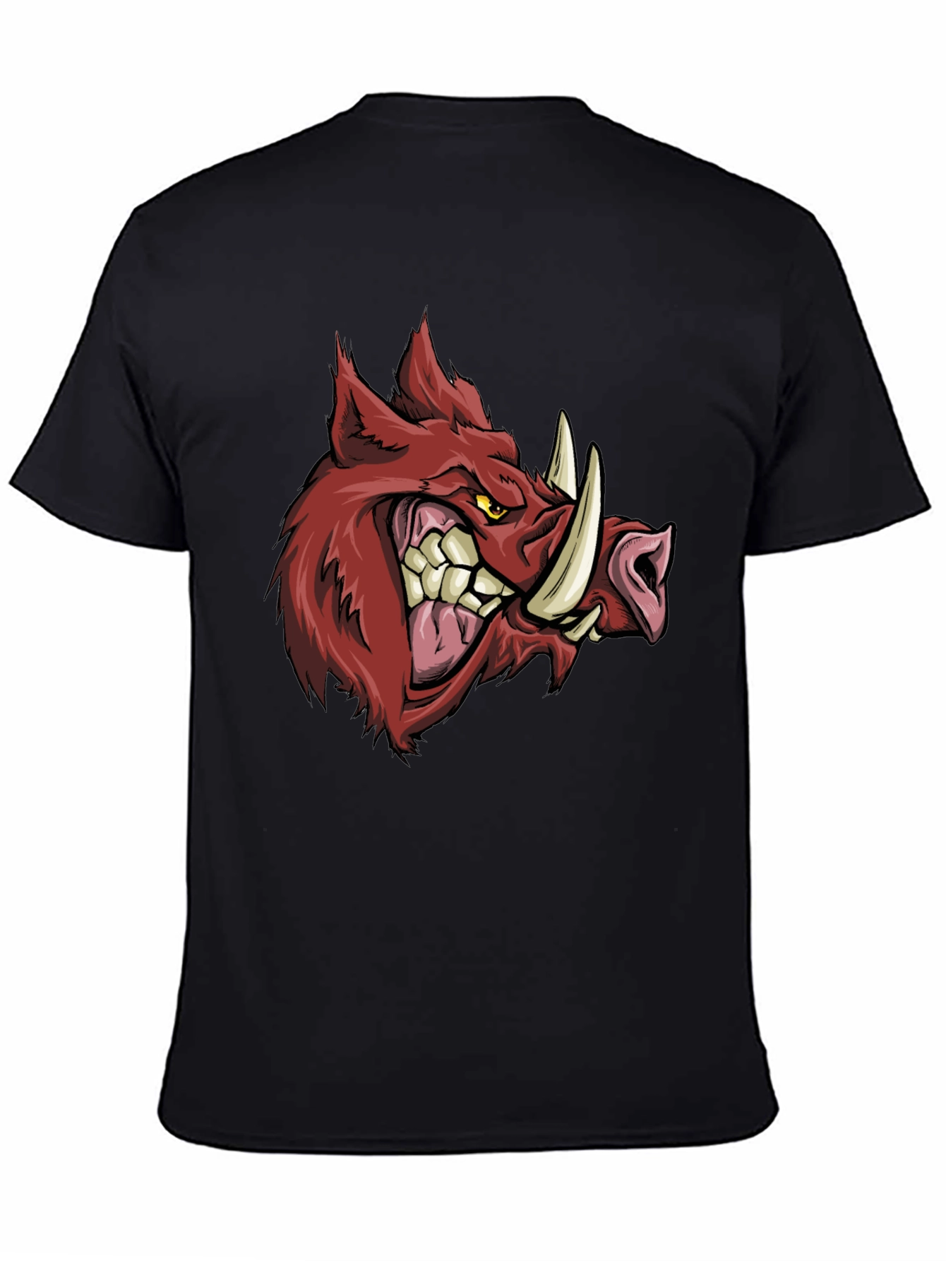 Mens Black T-Shirt with Fierce Boar Graphic