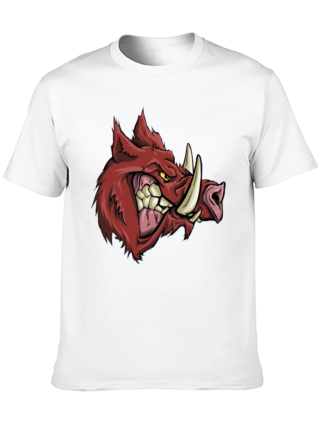 Mens Black T-Shirt with Fierce Boar Graphic