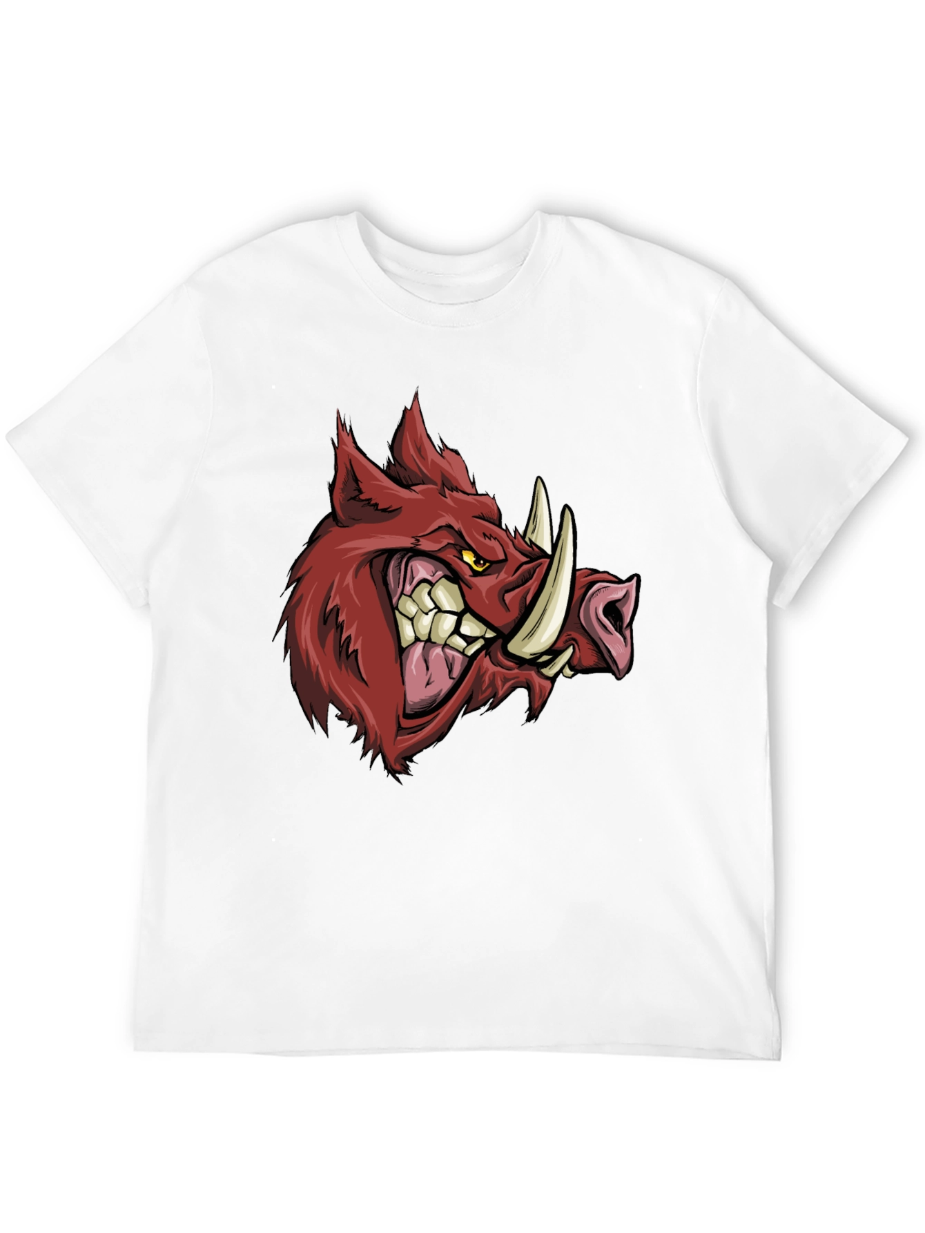 Mens Black T-Shirt with Fierce Boar Graphic