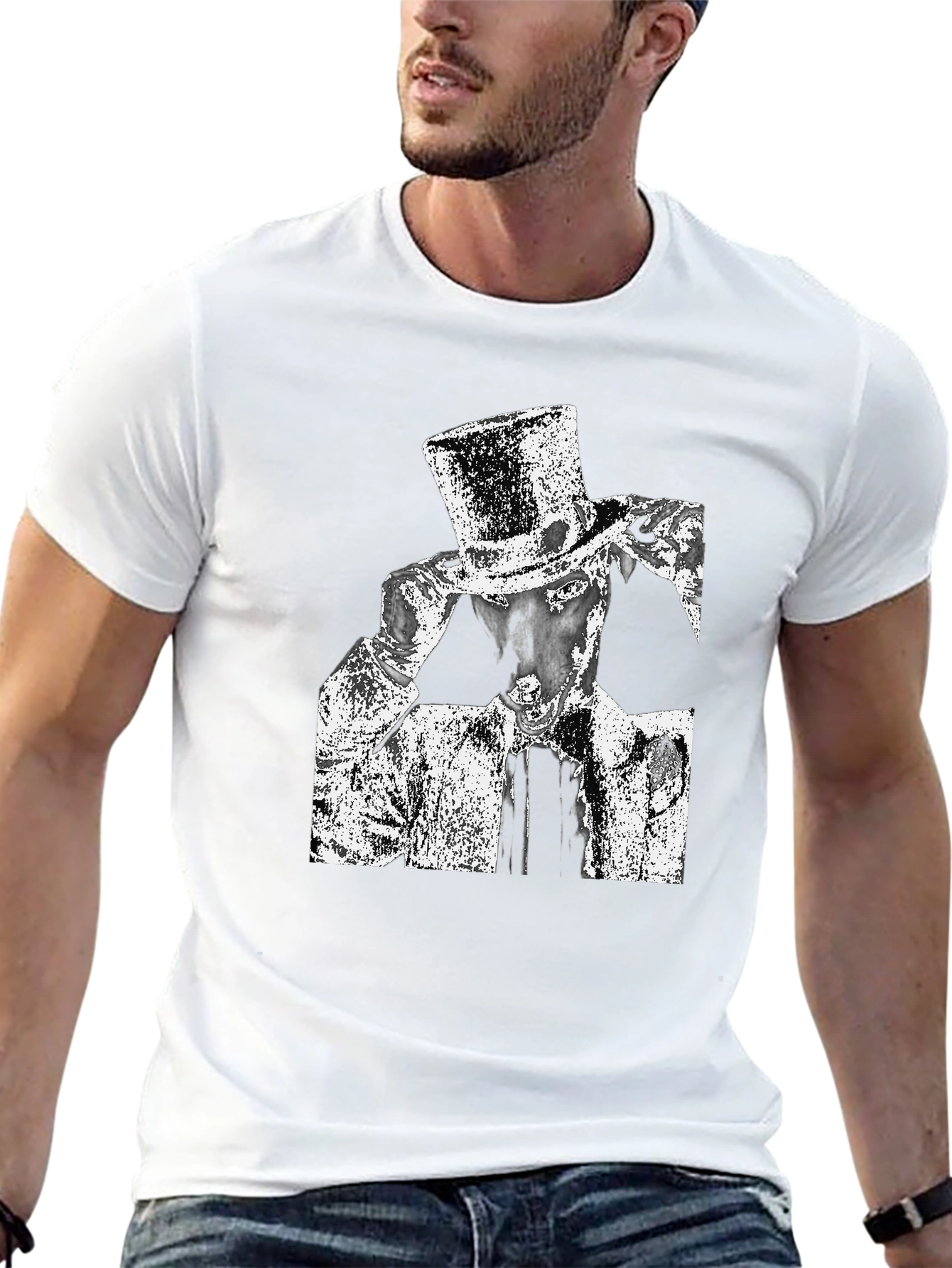 Top Hat Graphic T-Shirt - Sleek Black Tee