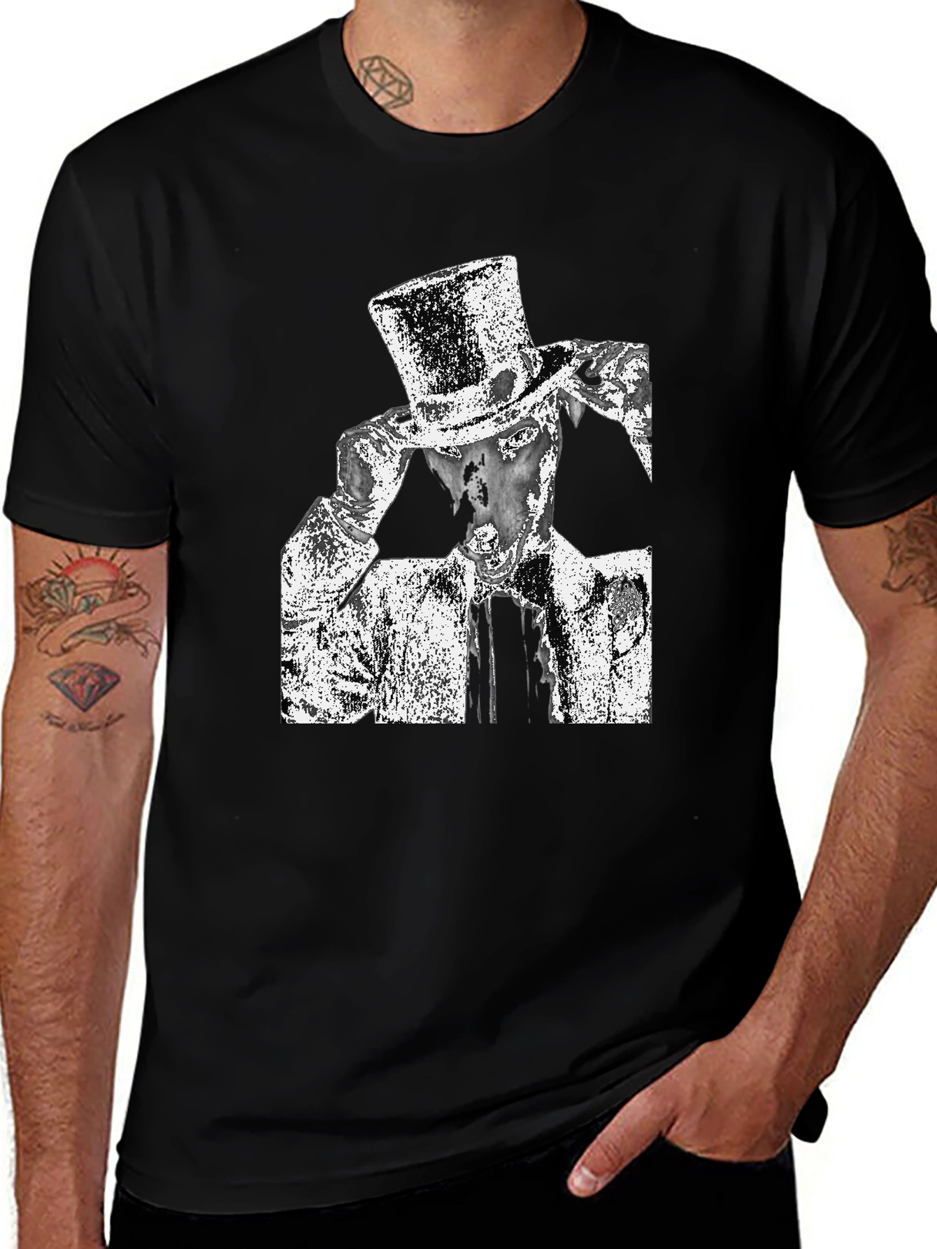 Top Hat Graphic T-Shirt - Sleek Black Tee