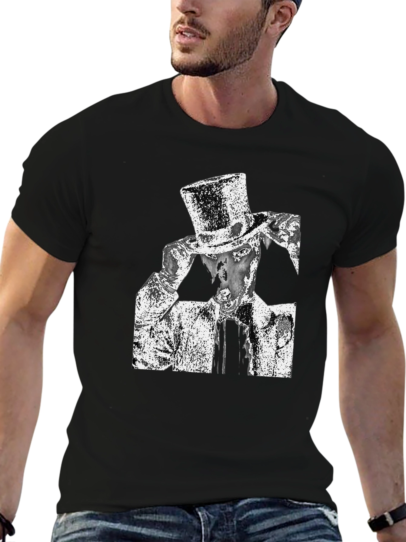 Top Hat Graphic T-Shirt - Sleek Black Tee