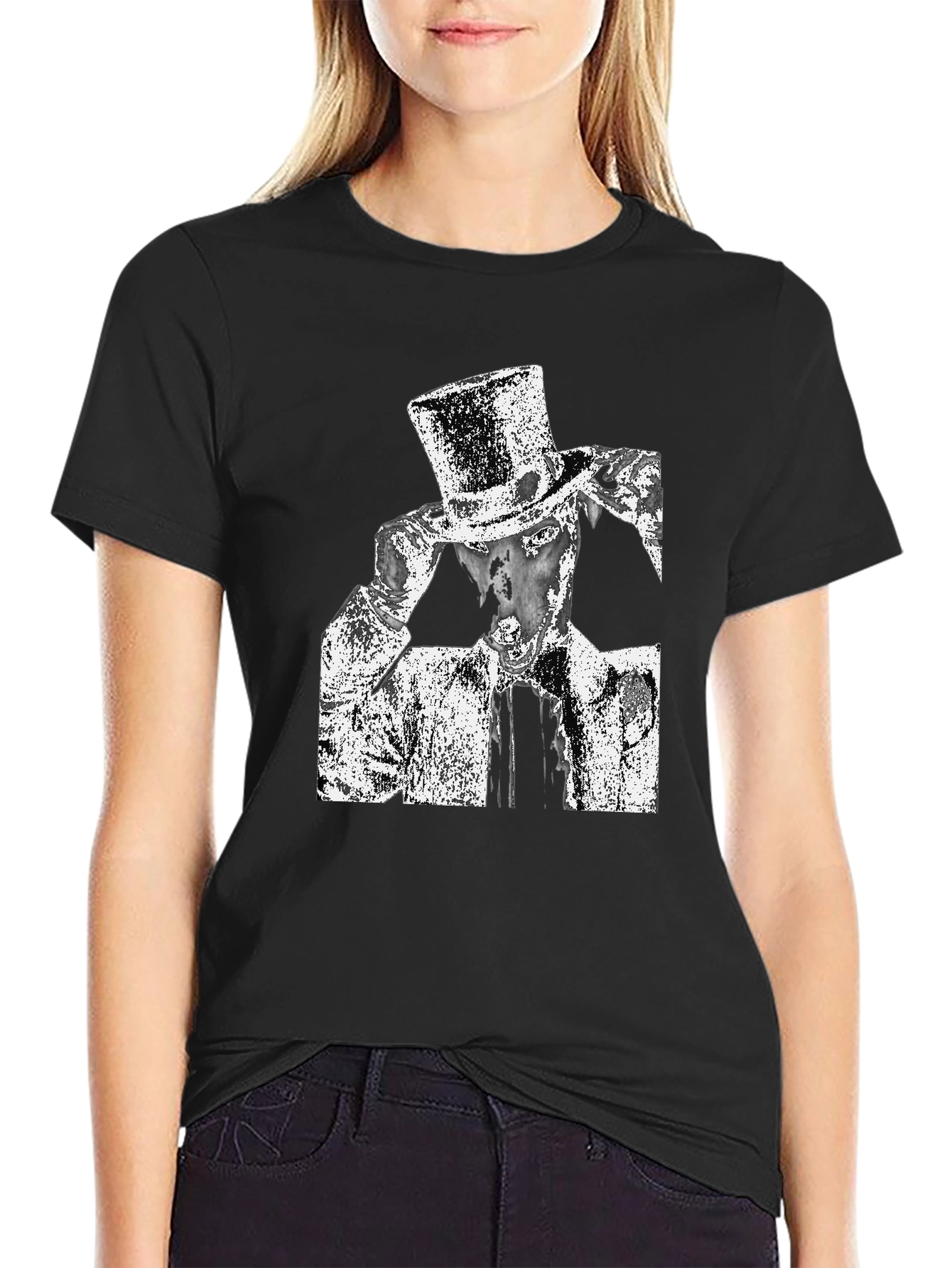 Top Hat Graphic T-Shirt - Sleek Black Tee