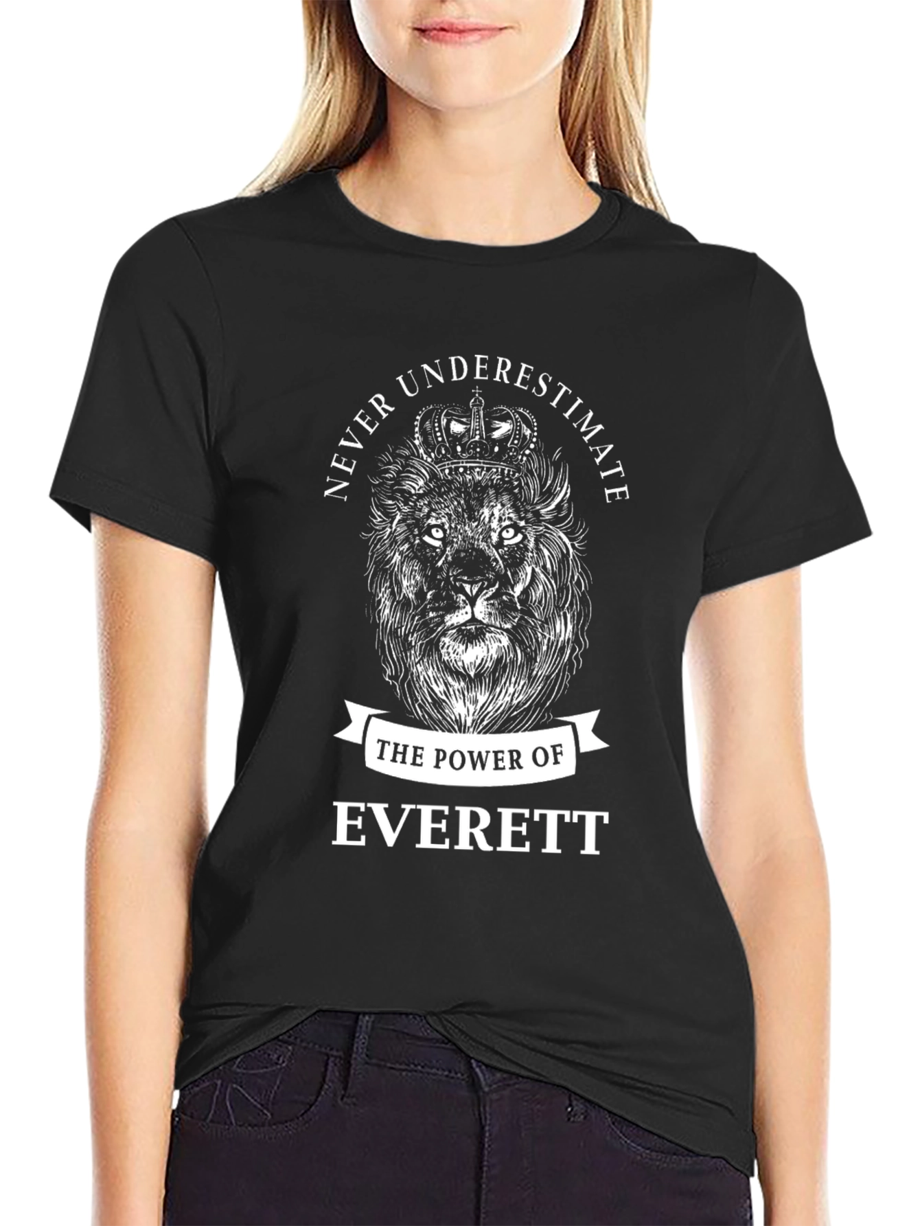 Never Underestimate Everett Lion Graphic Tee