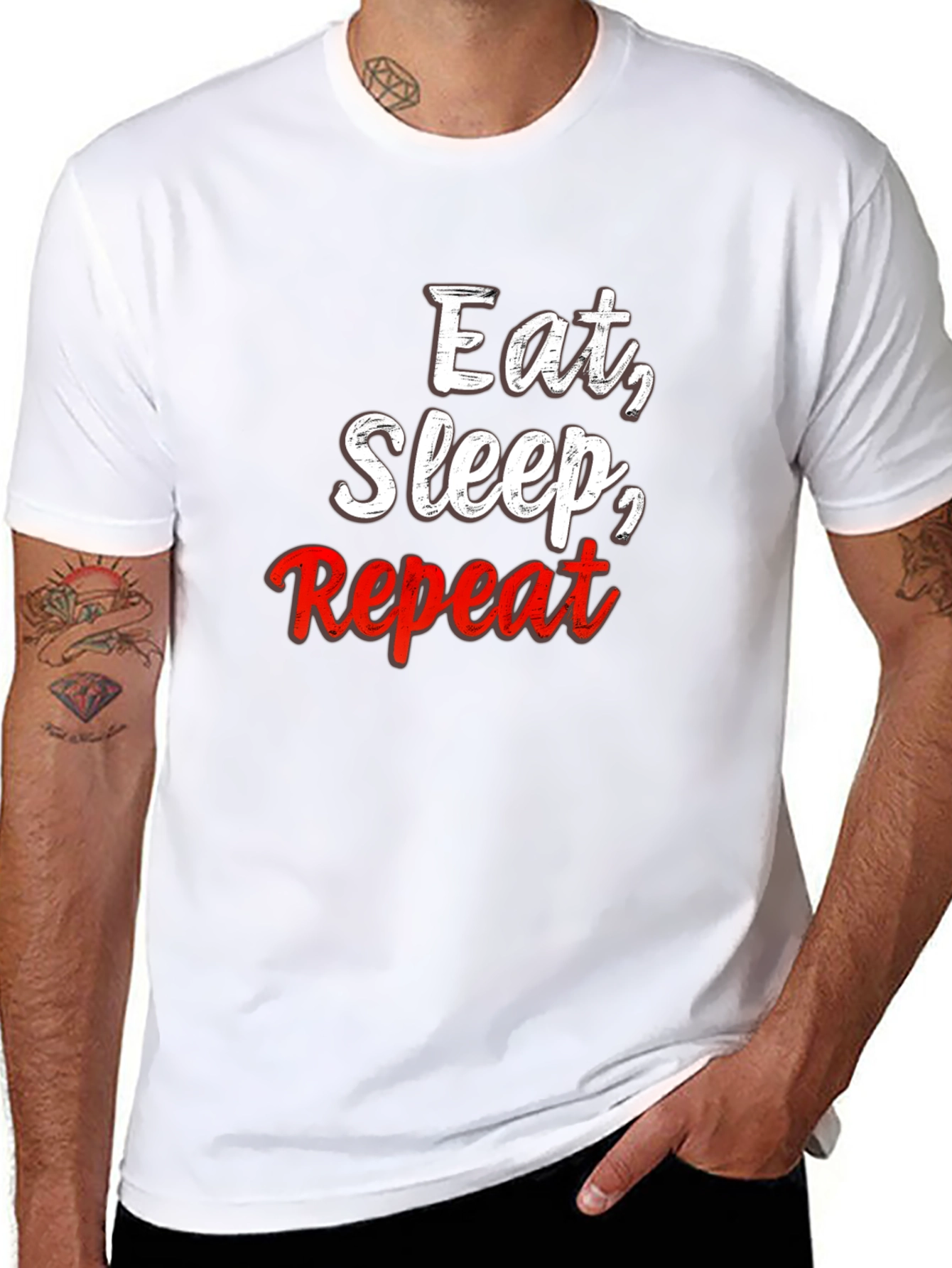 Eat Sleep Repeat Black Graphic Tee Shirt
