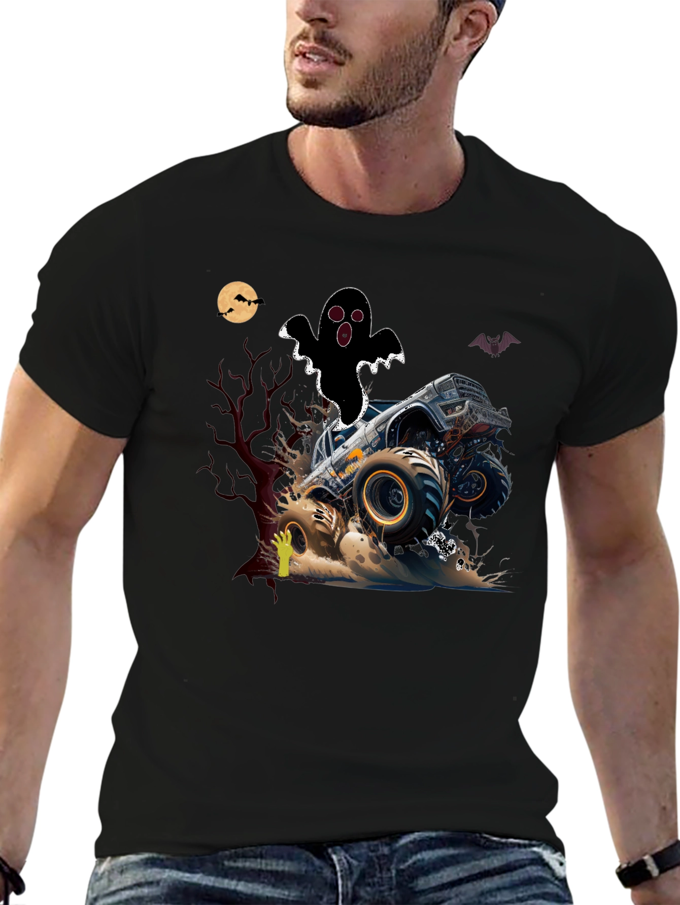 Halloween Monster Truck Ghost T-Shirt