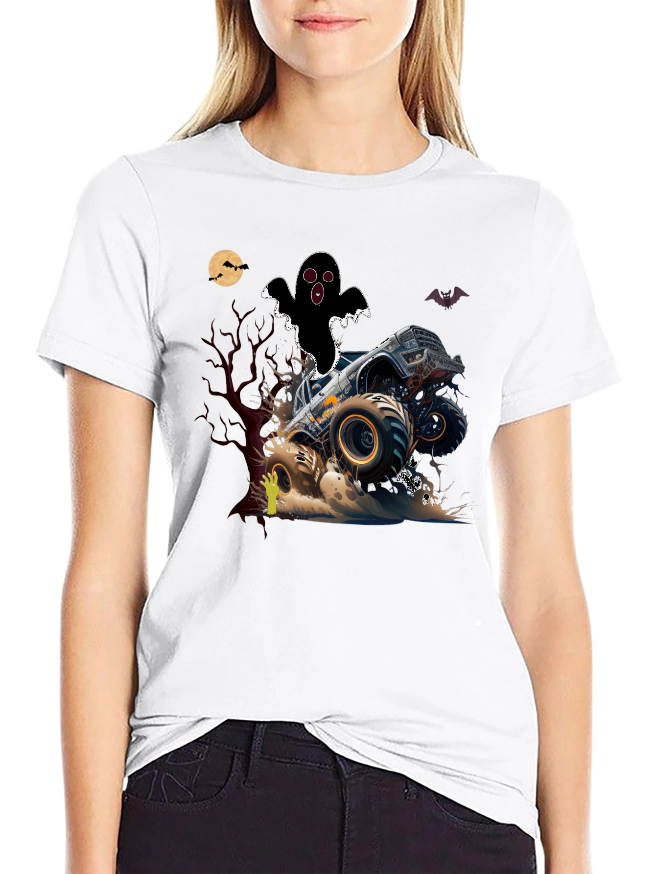 Halloween Monster Truck Ghost T-Shirt