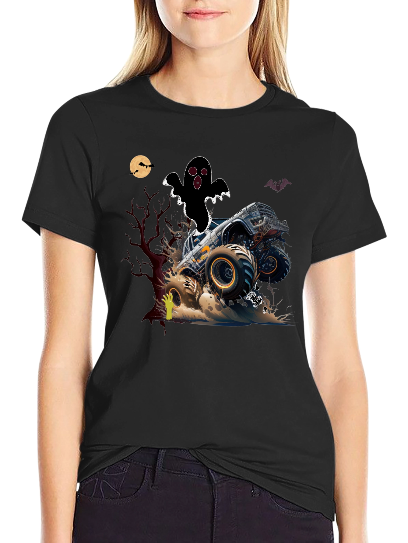 Halloween Monster Truck Ghost T-Shirt