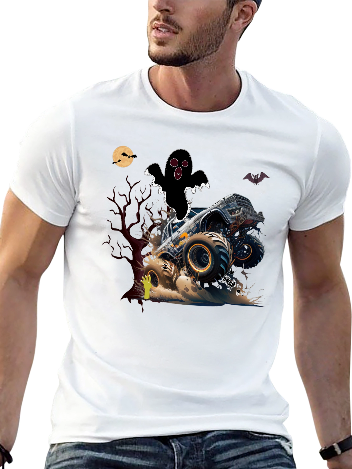 Halloween Monster Truck Ghost T-Shirt