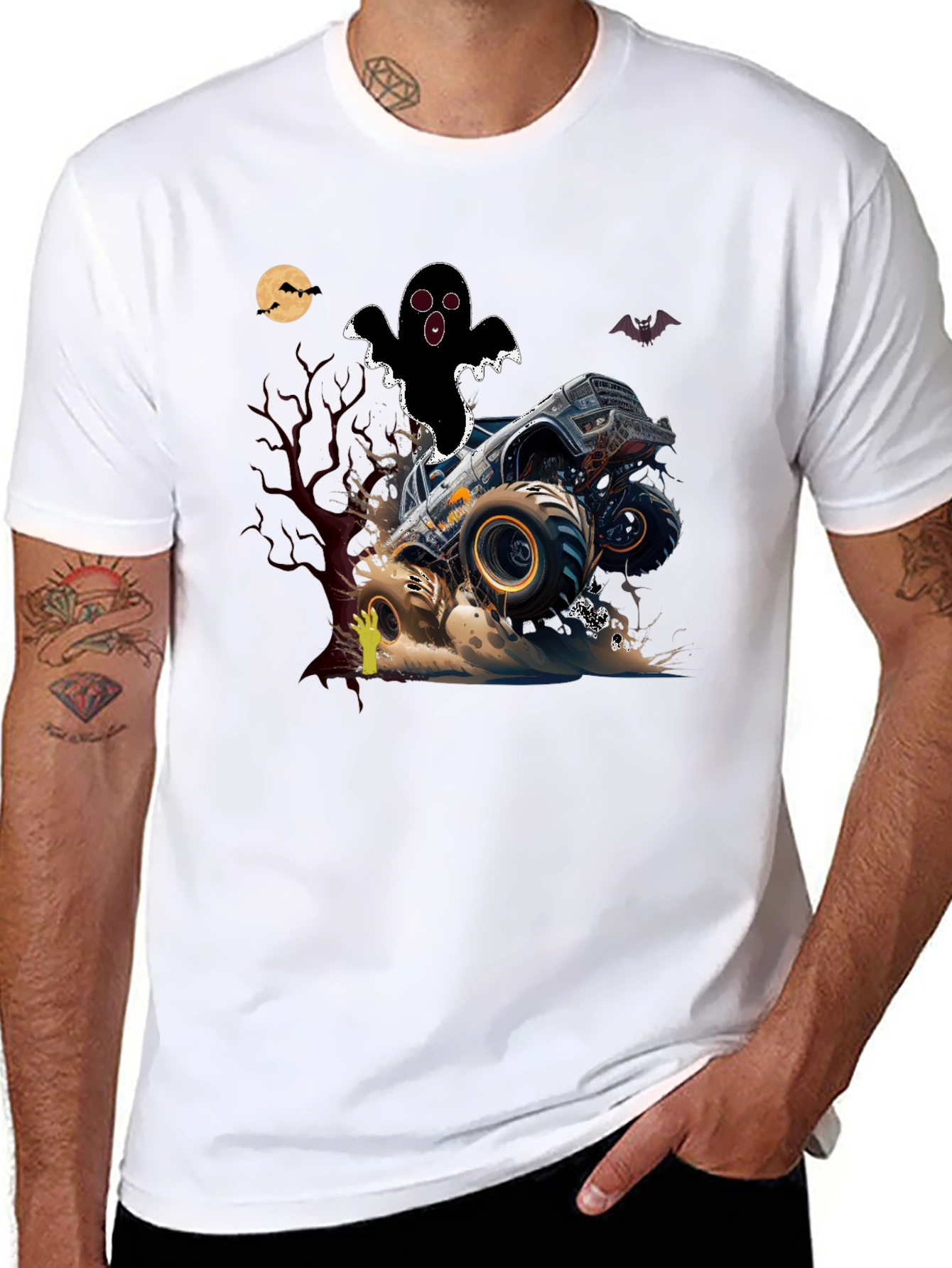 Halloween Monster Truck Ghost T-Shirt