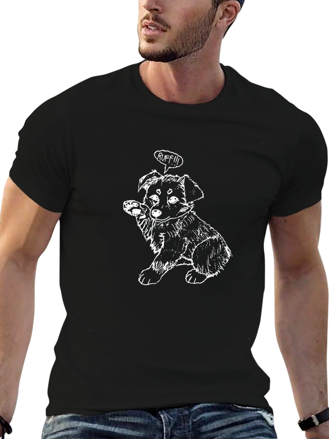 Black Dog Sketch Tee - Ruff! Design