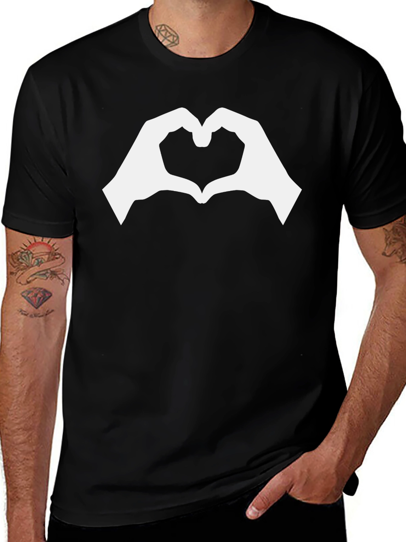 Heart Hands Graphic Tee - Black