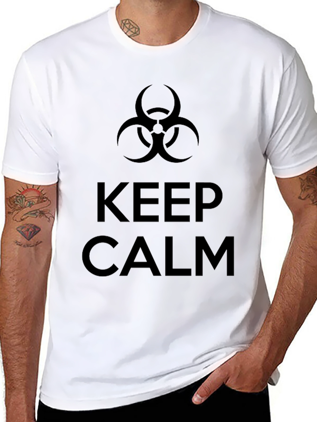Keep Calm Biohazard Symbol Black T-Shirt