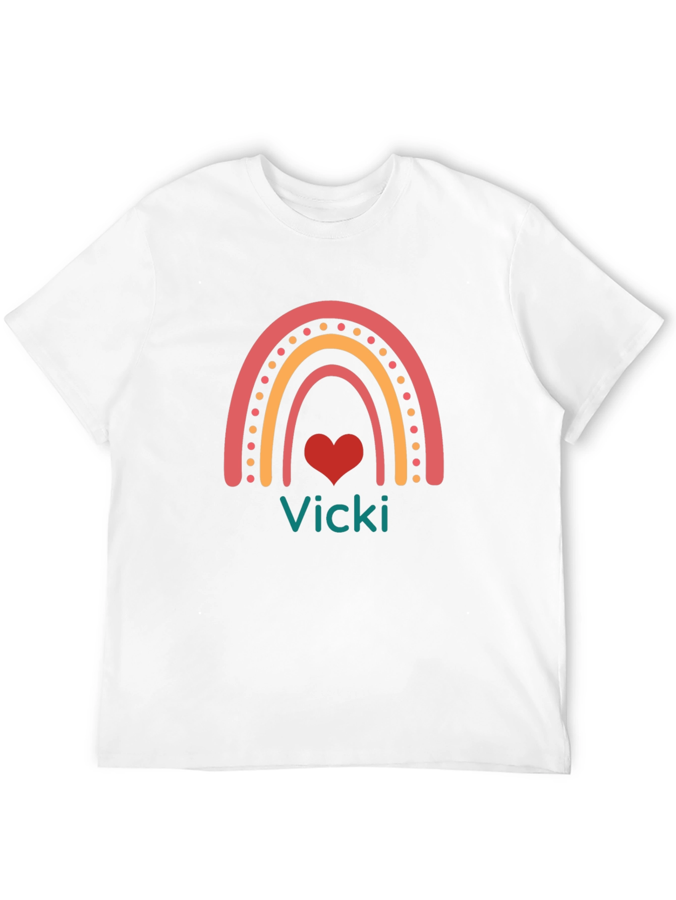 Vicki Rainbow Heart Personalized Black T-Shirt