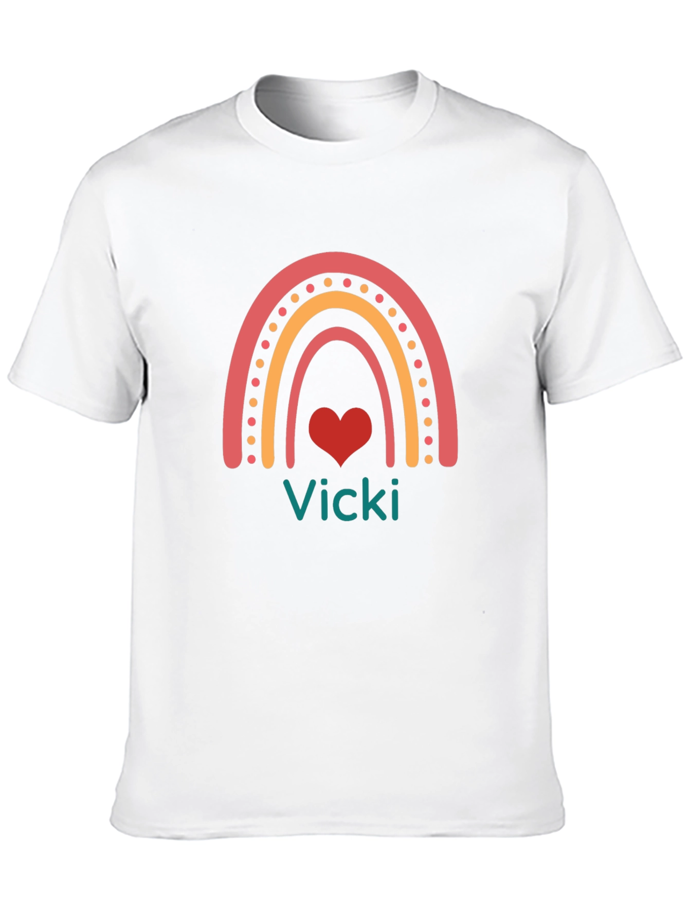 Vicki Rainbow Heart Personalized Black T-Shirt
