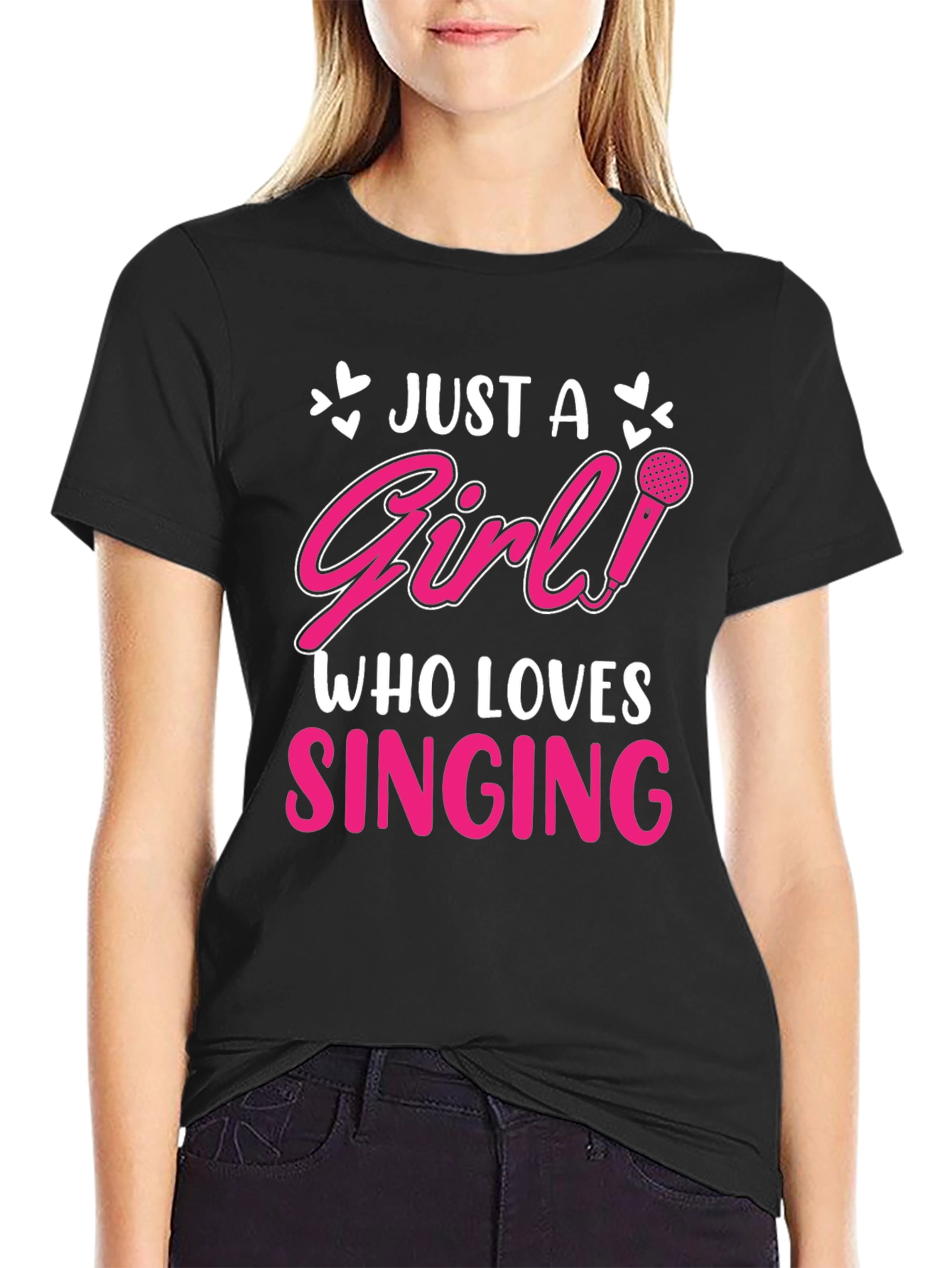 Just a Girl Who Loves Singing Black T-Shirt