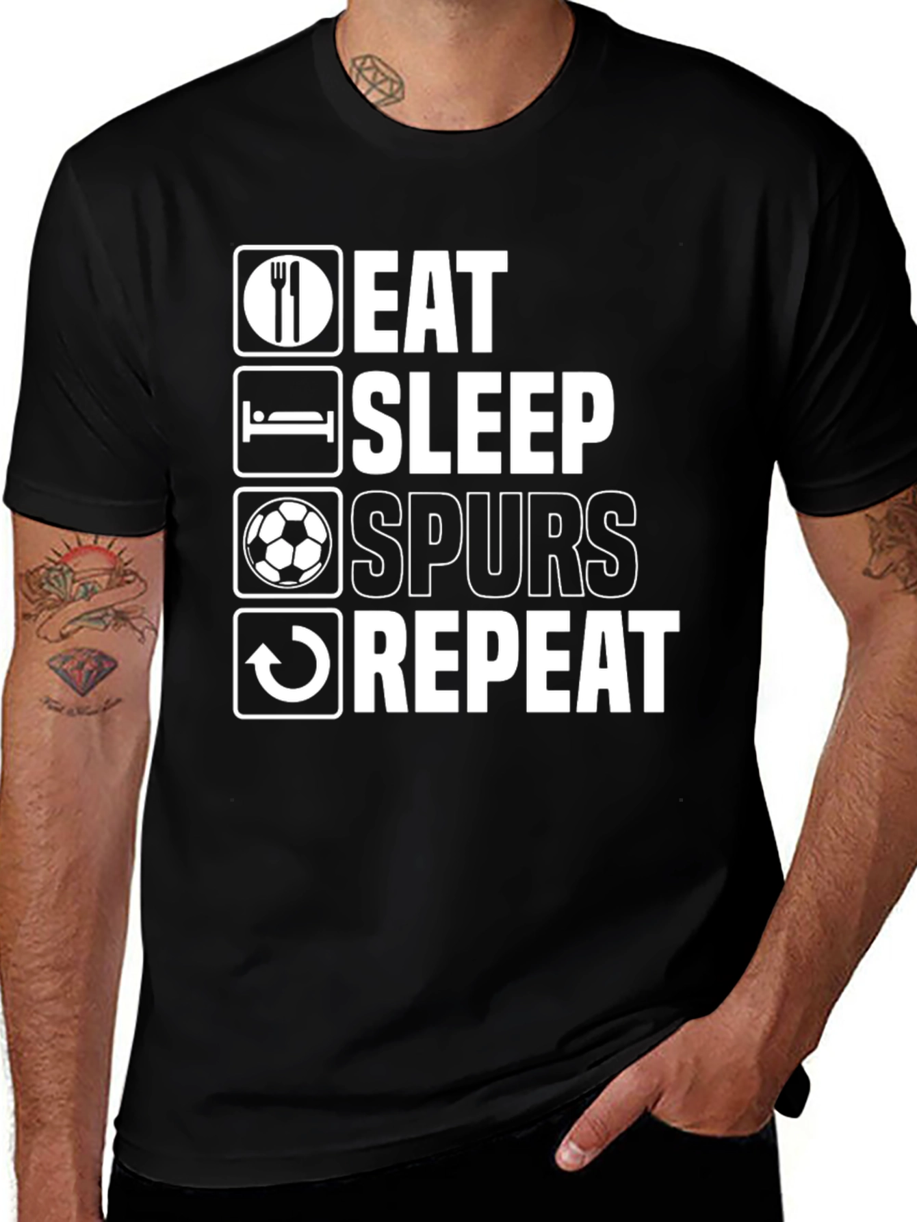 Eat Sleep Spurs Repeat Black T-Shirt