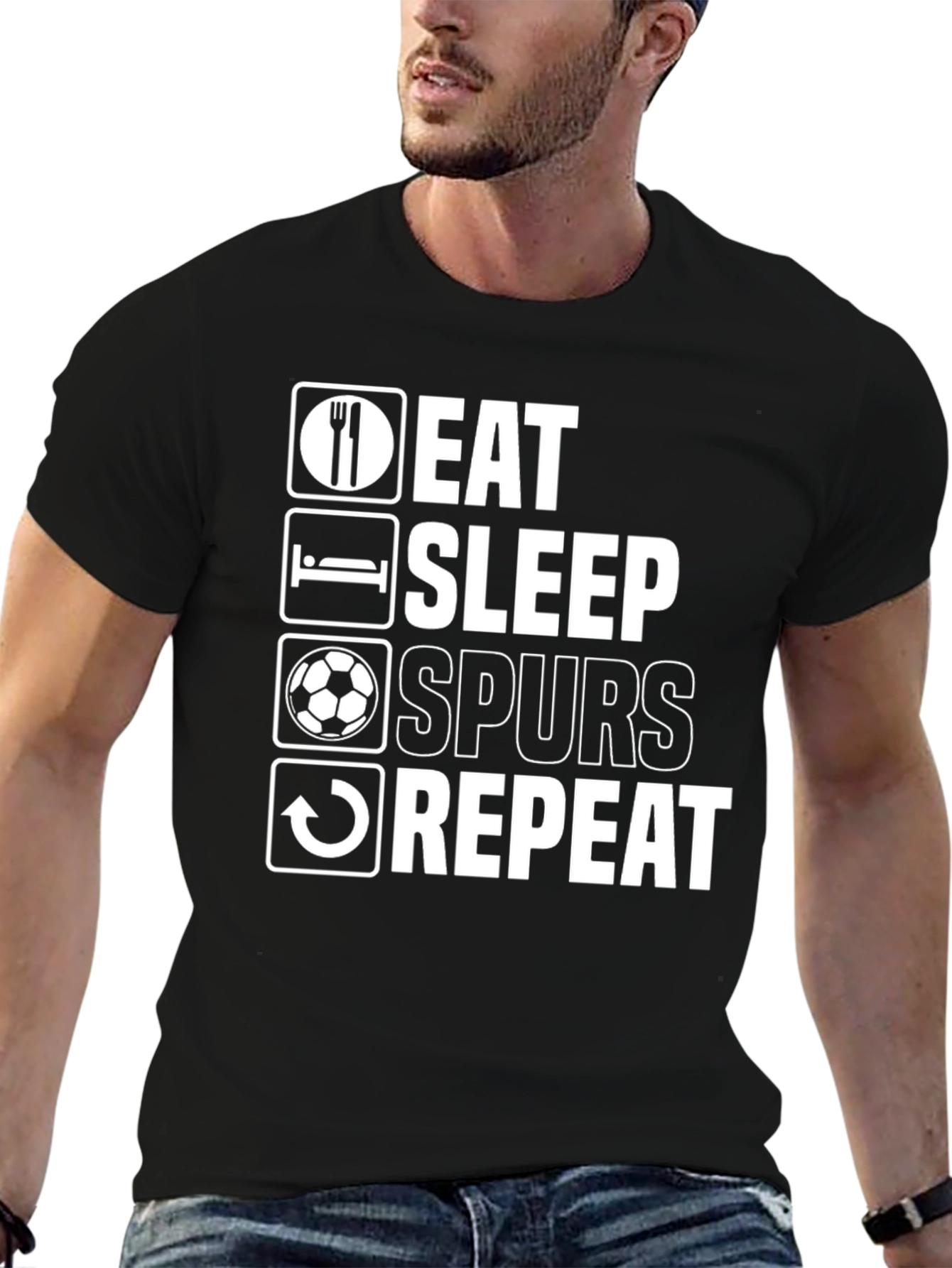 Eat Sleep Spurs Repeat Black T-Shirt