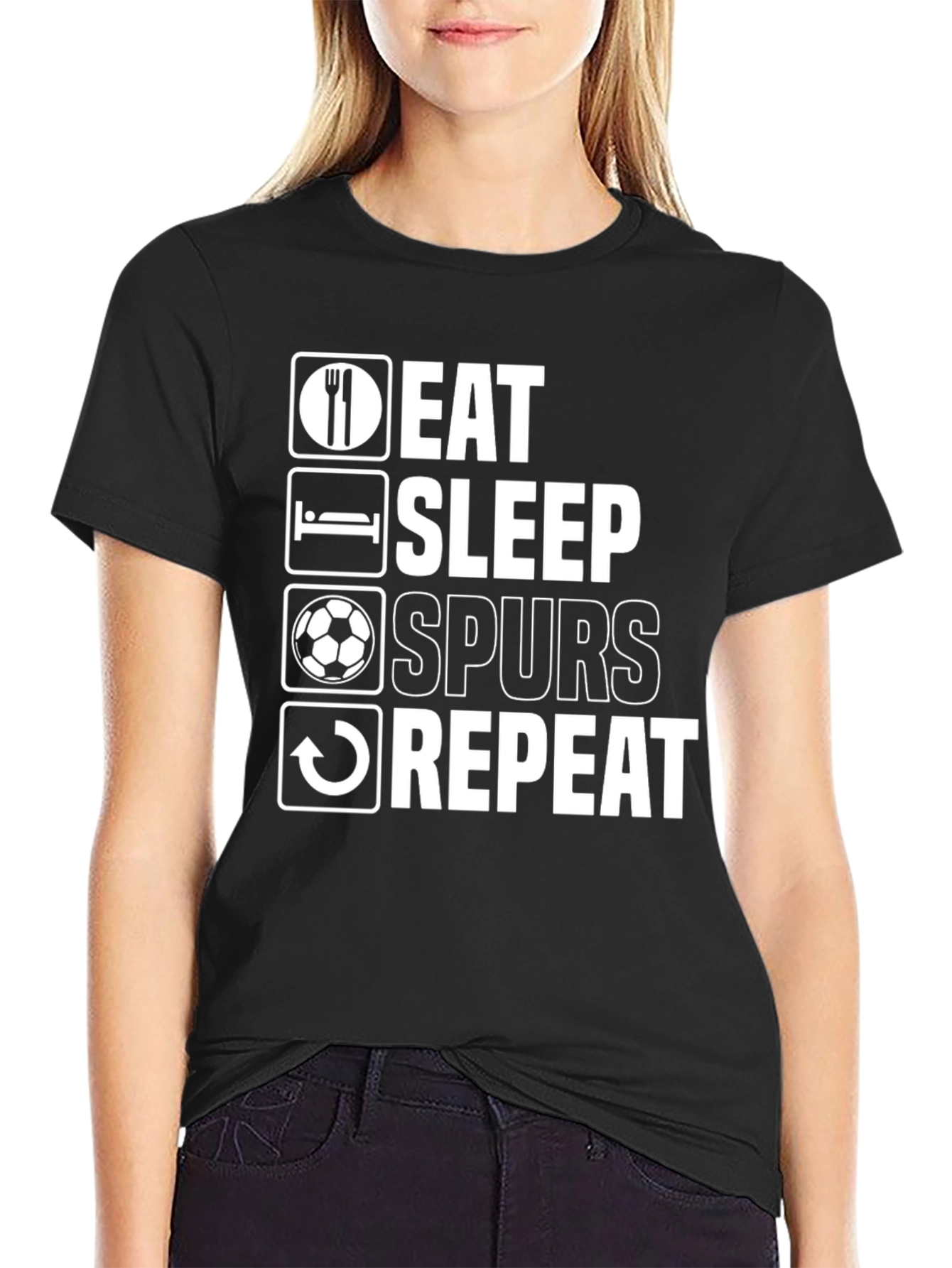 Eat Sleep Spurs Repeat Black T-Shirt