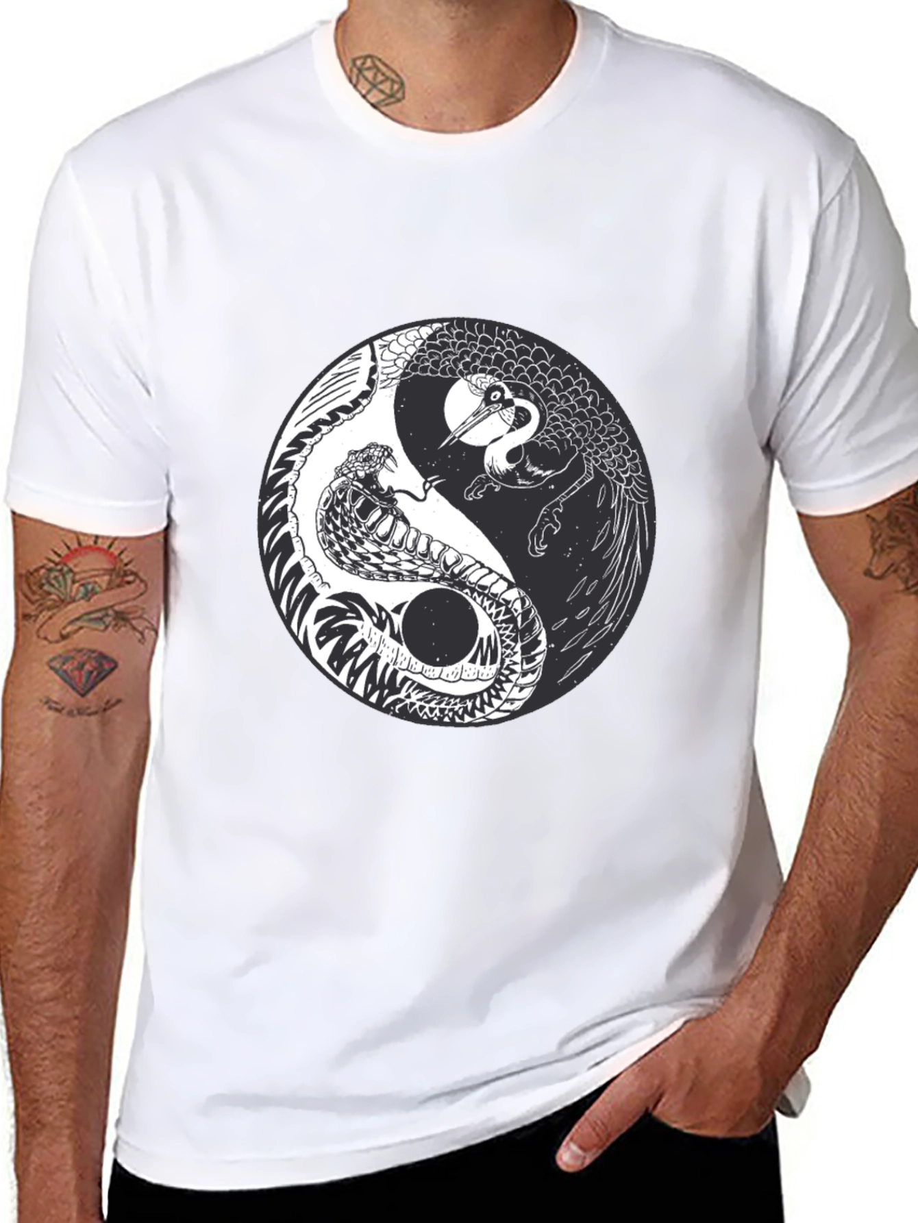 Yin Yang Crane Snake Graphic Tee